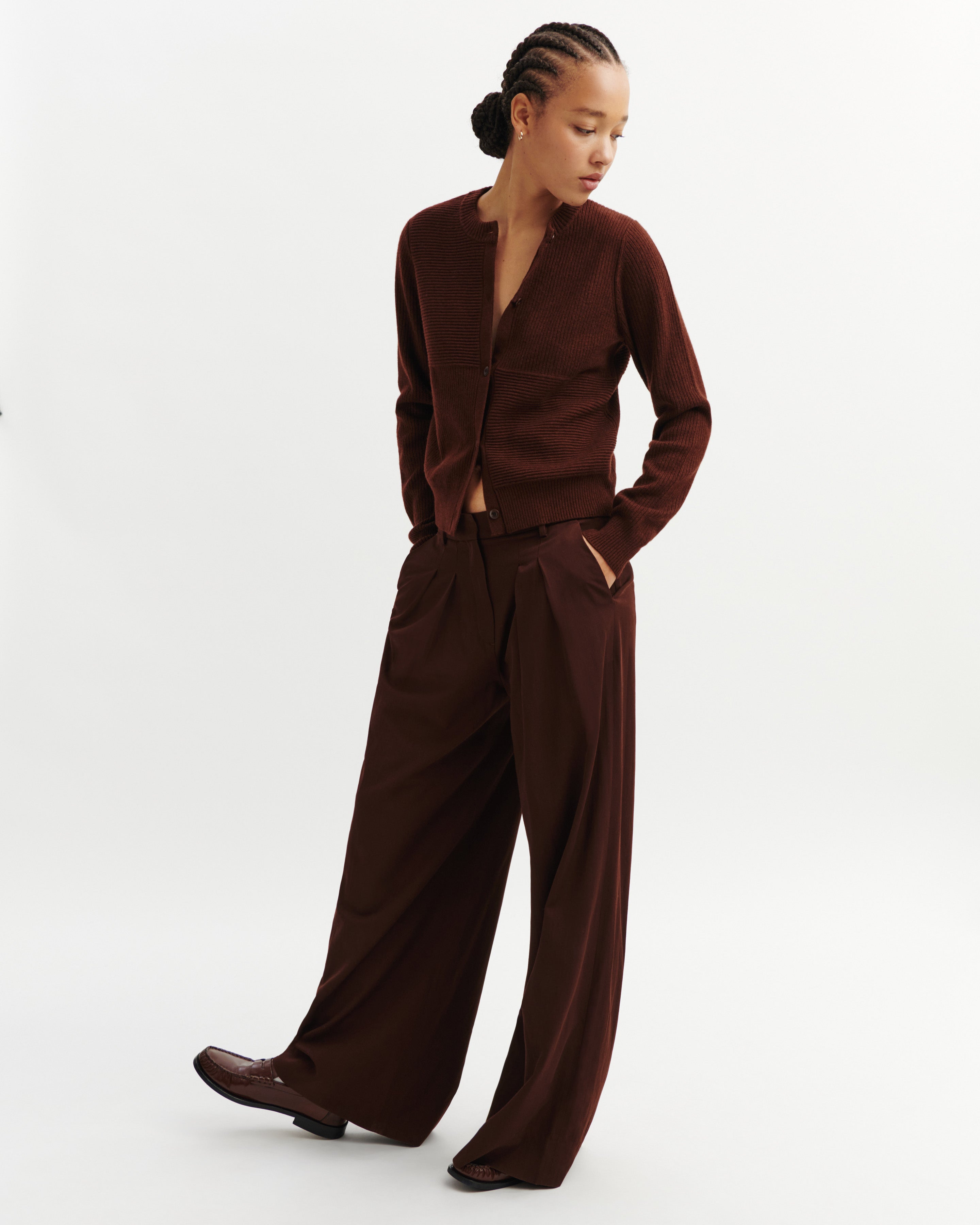 Cardigan point ottoman-CAFE-70% cachemire 30% soie