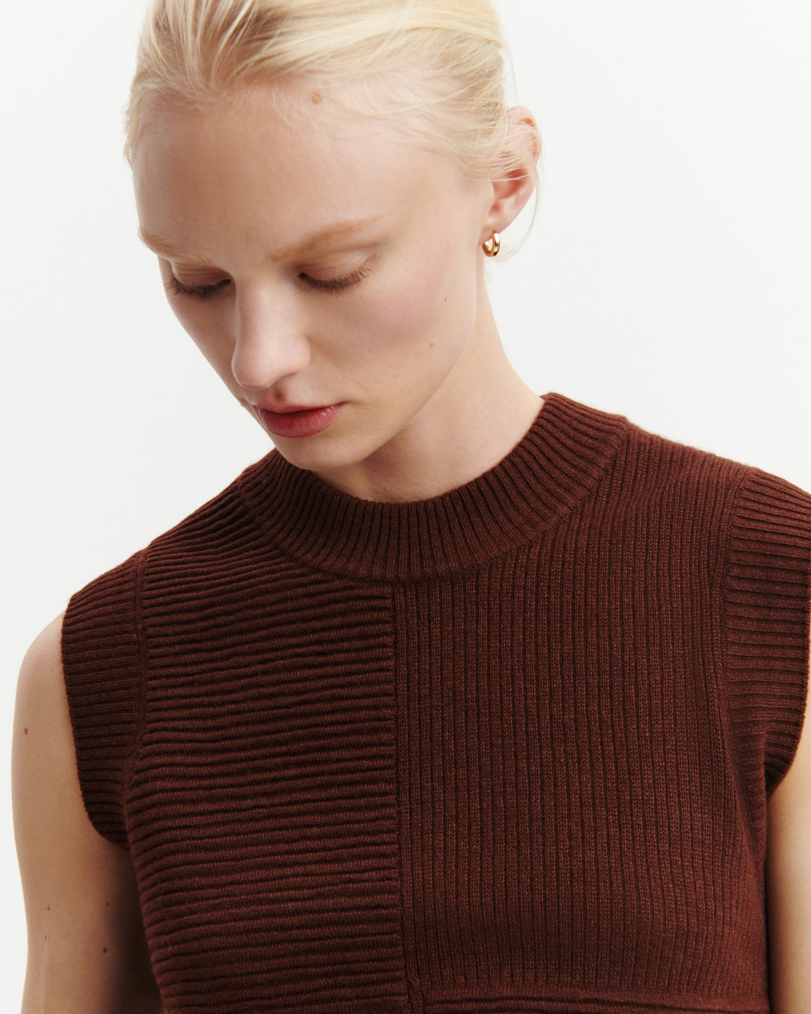 Pull sans manches ottoman-CAFE-70% cachemire 30% soie