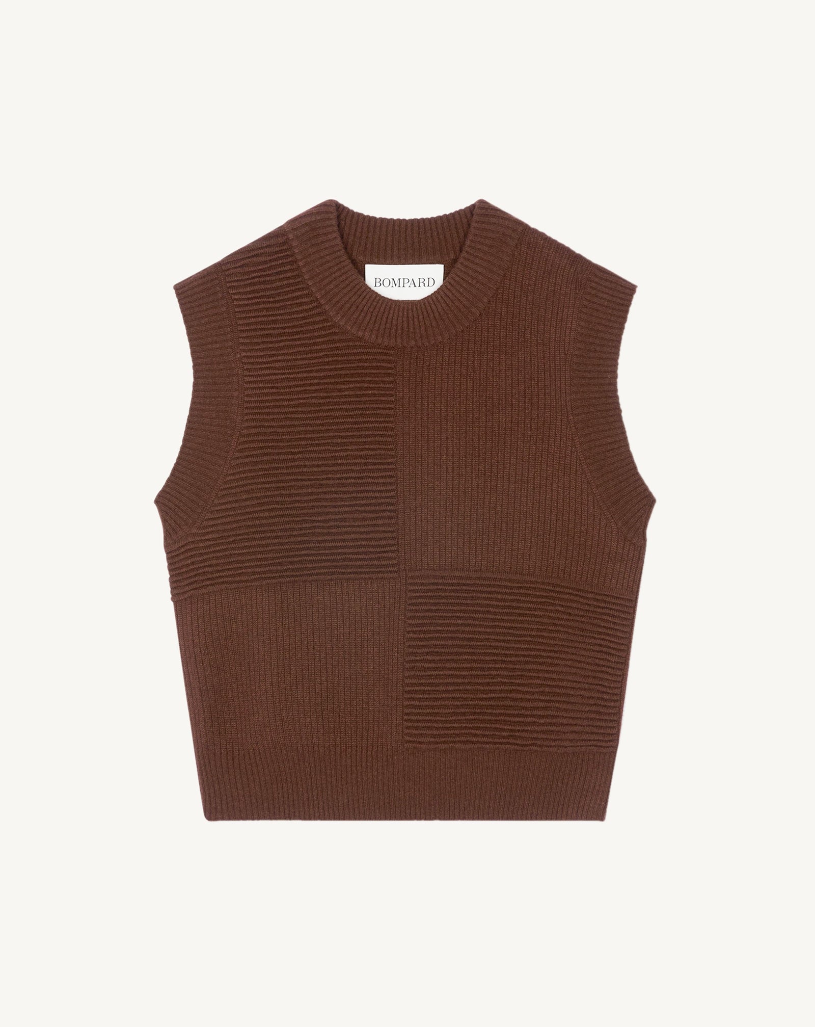 Pull sans manches ottoman-CAFE-70% cachemire 30% soie