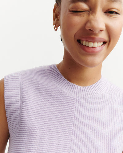 Pull sans manches ottoman-JACINTHE-70% cachemire 30% soie