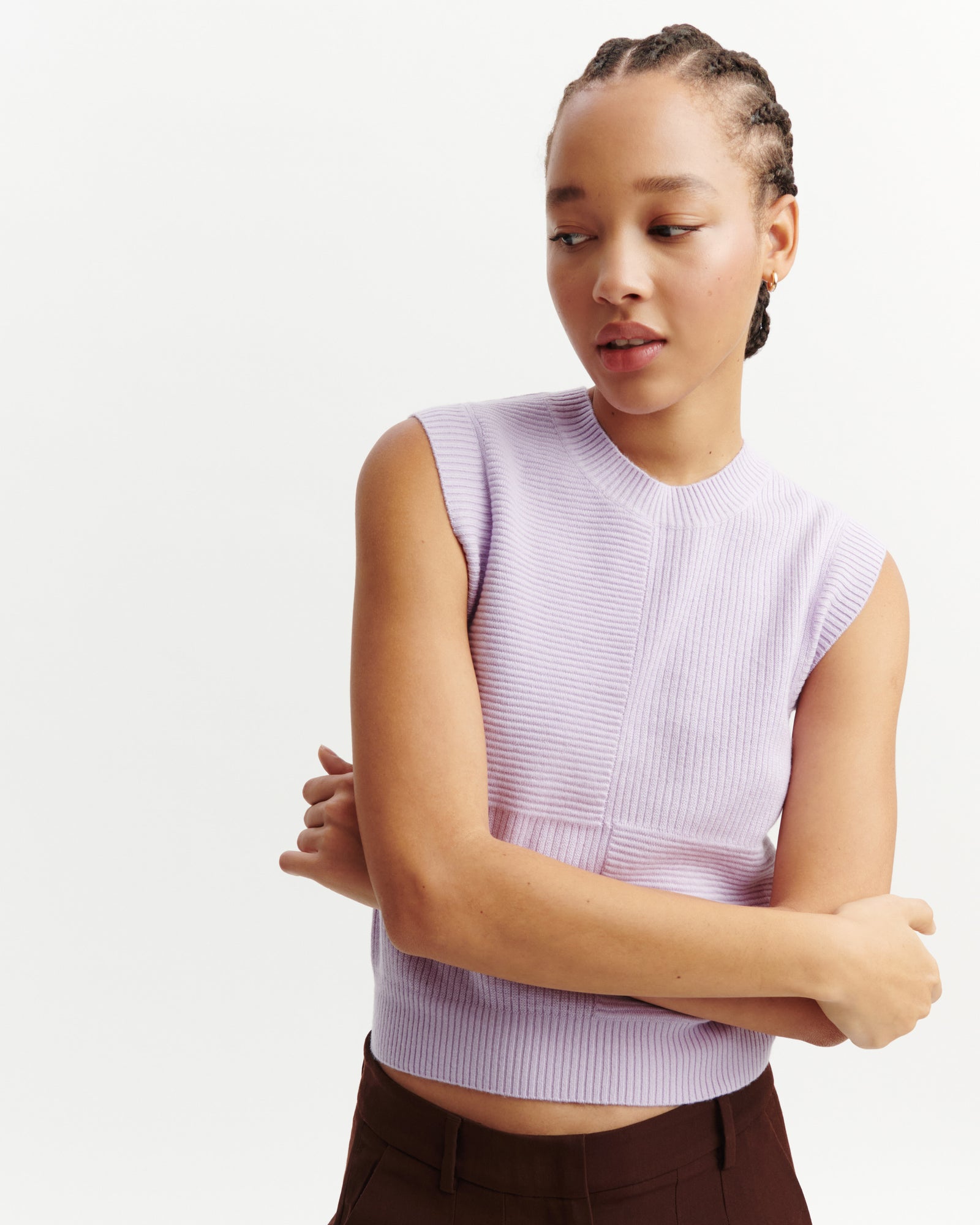 Pull sans manches ottoman-JACINTHE-70% cachemire 30% soie