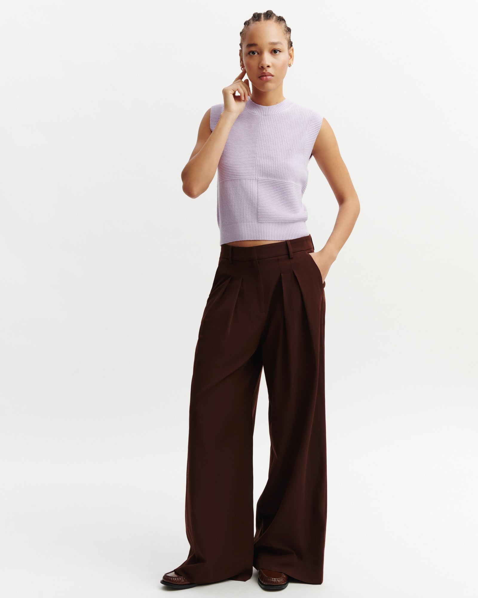 Pull sans manches ottoman-JACINTHE-70% cachemire 30% soie