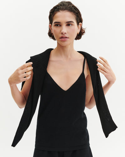 Débardeur à bretelles-NOIR-100% cachemire