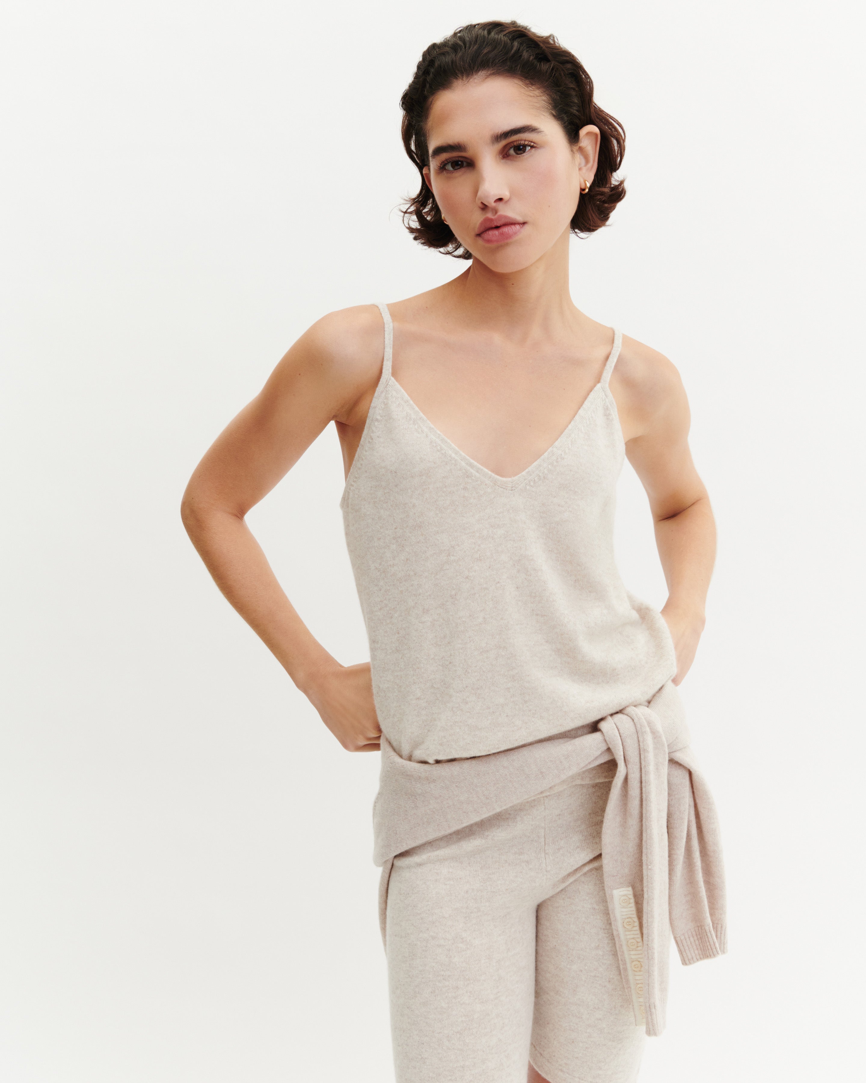 Débardeur à bretelles-TOURTERELLE-100% cachemire