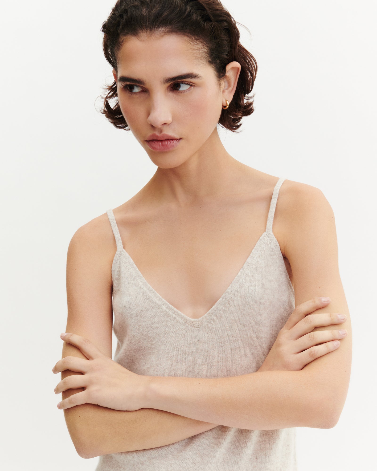 Débardeur à bretelles-TOURTERELLE-100% cachemire