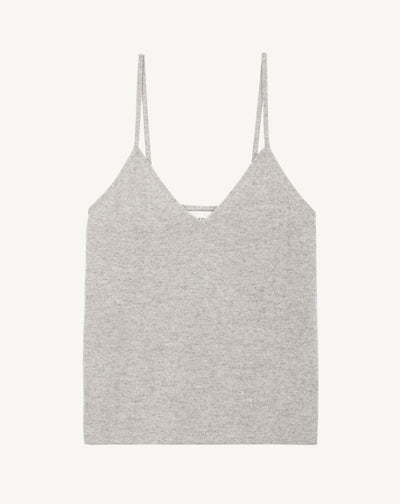 Débardeur à bretelles-GRIS ARGENTE-100% cachemire