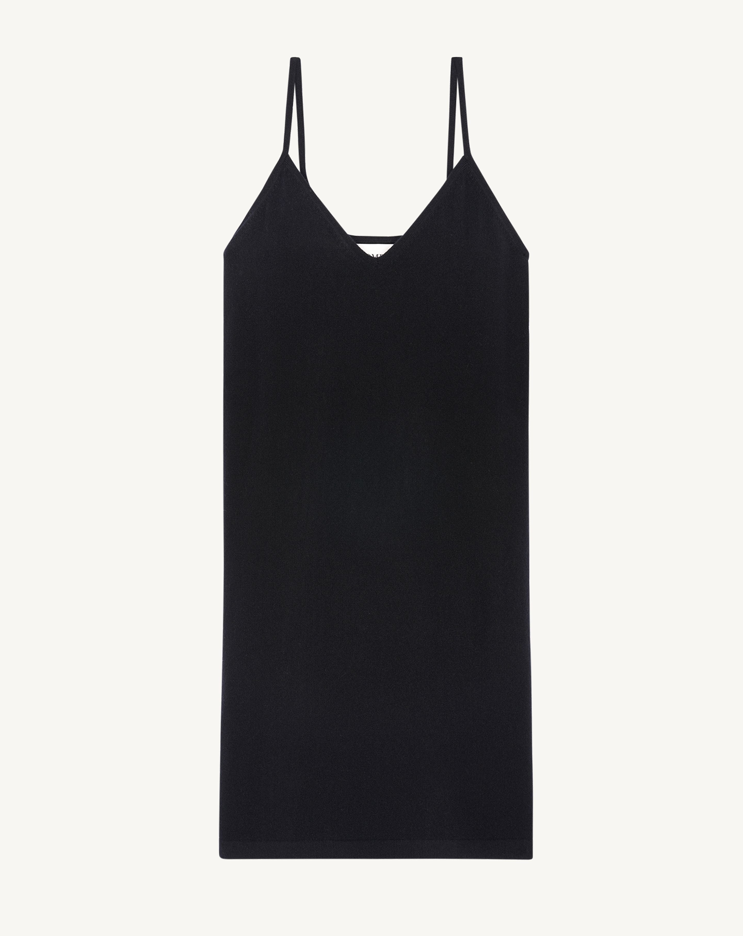Robe courte à bretelles-NOIR-100% cachemire