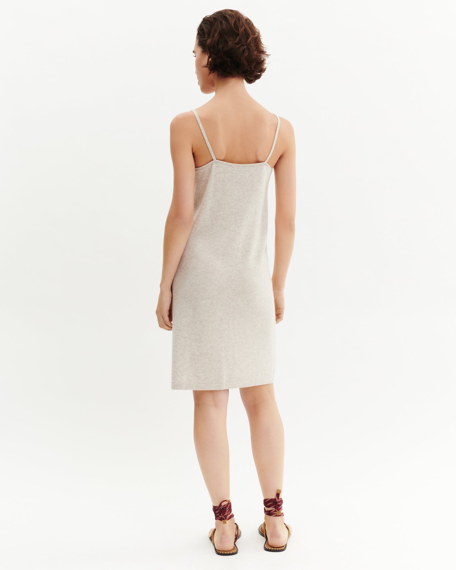 Robe courte à bretelles-TOURTERELLE-100% cachemire
