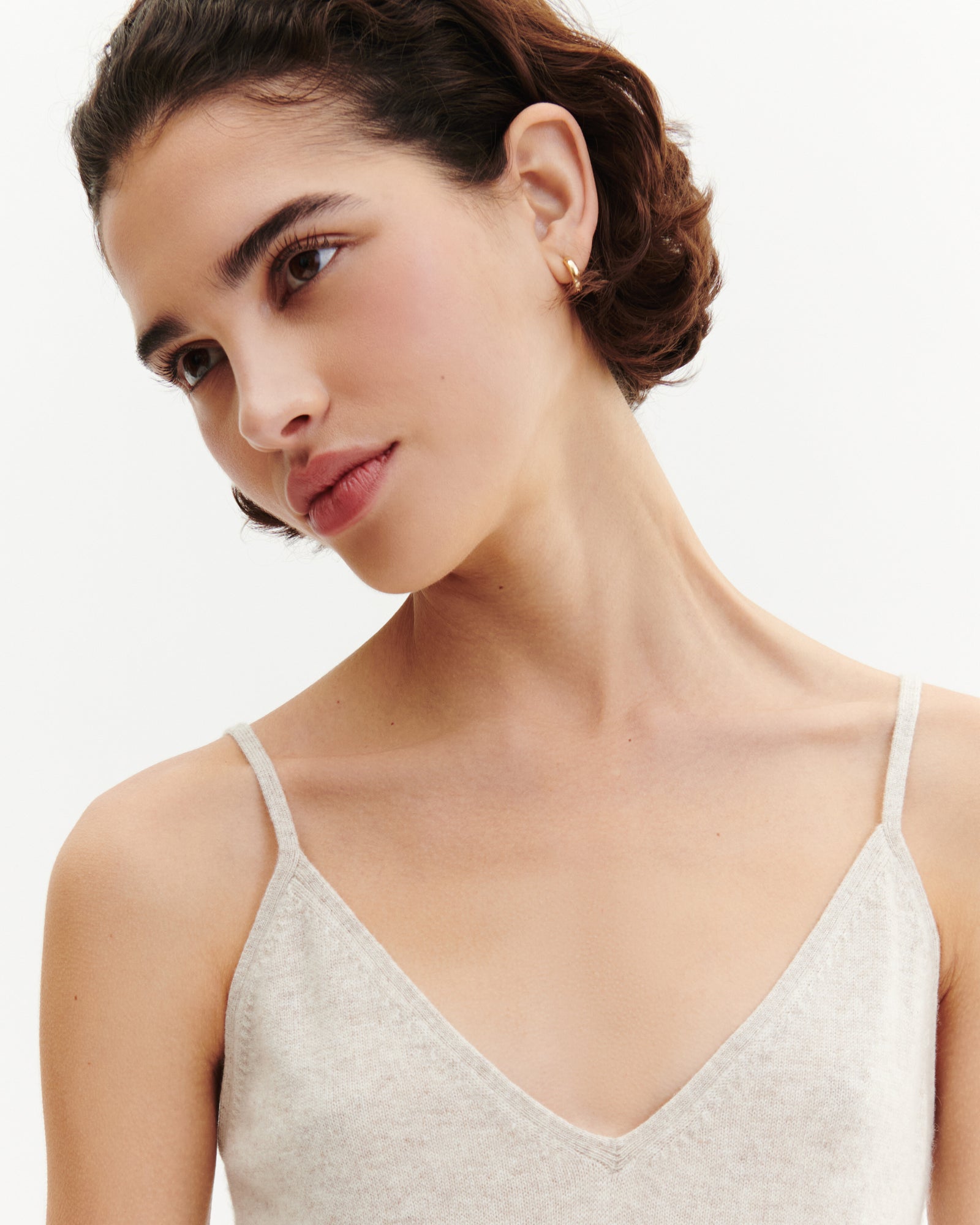 Robe courte à bretelles-TOURTERELLE-100% cachemire