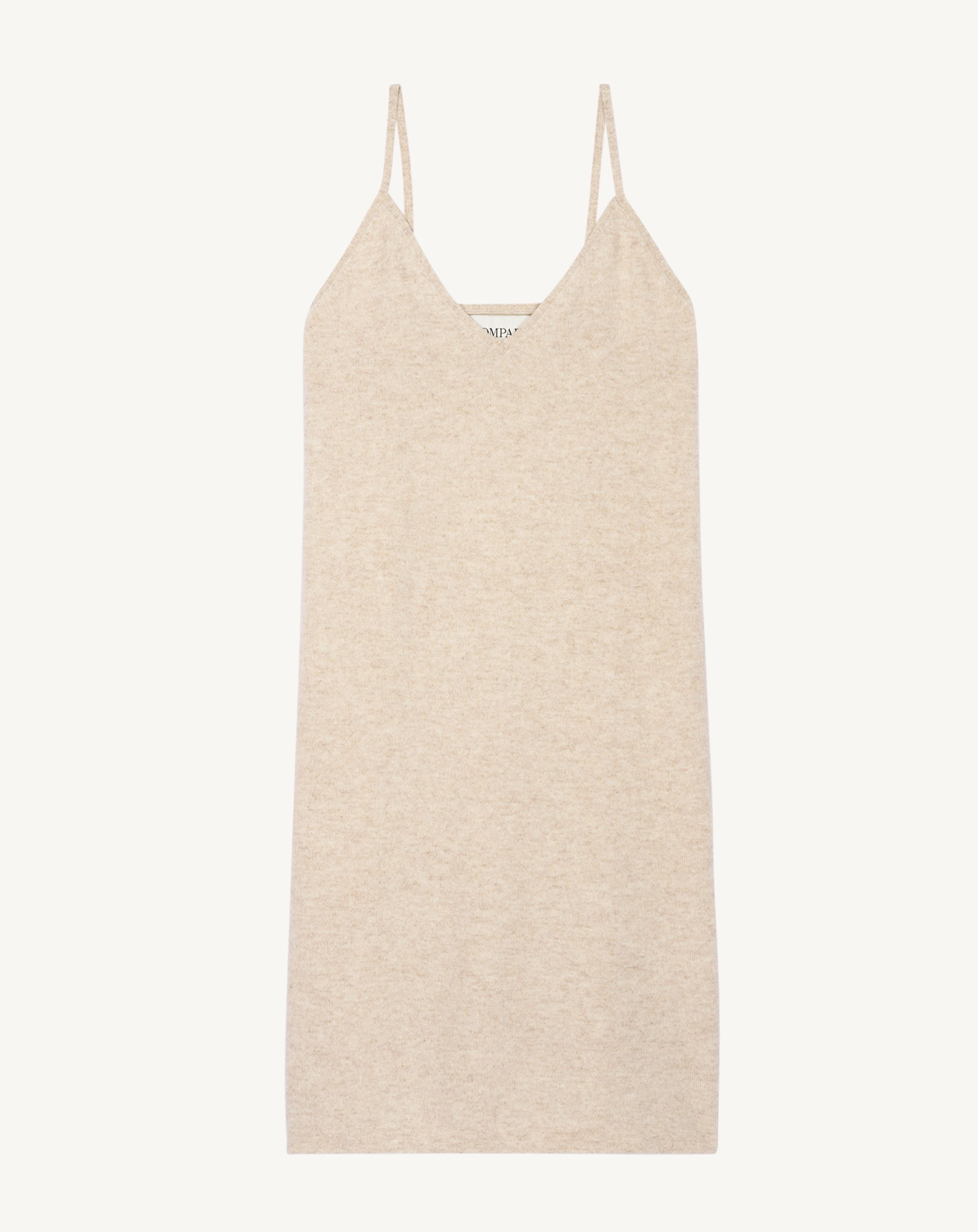 Robe courte à bretelles-TOURTERELLE-100% cachemire