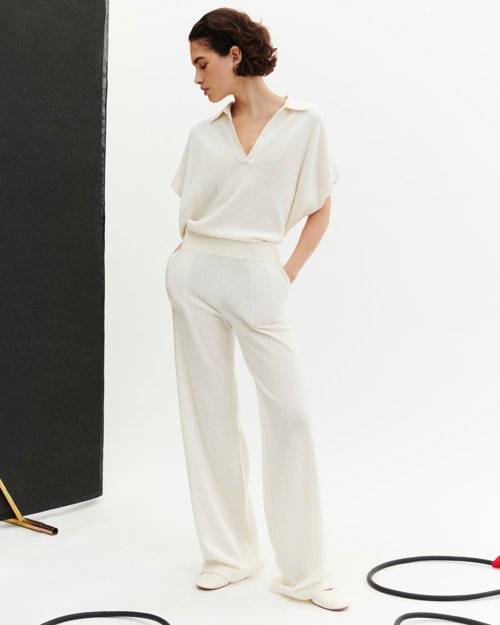 Pantalon ample-NATUREL-100% cachemire