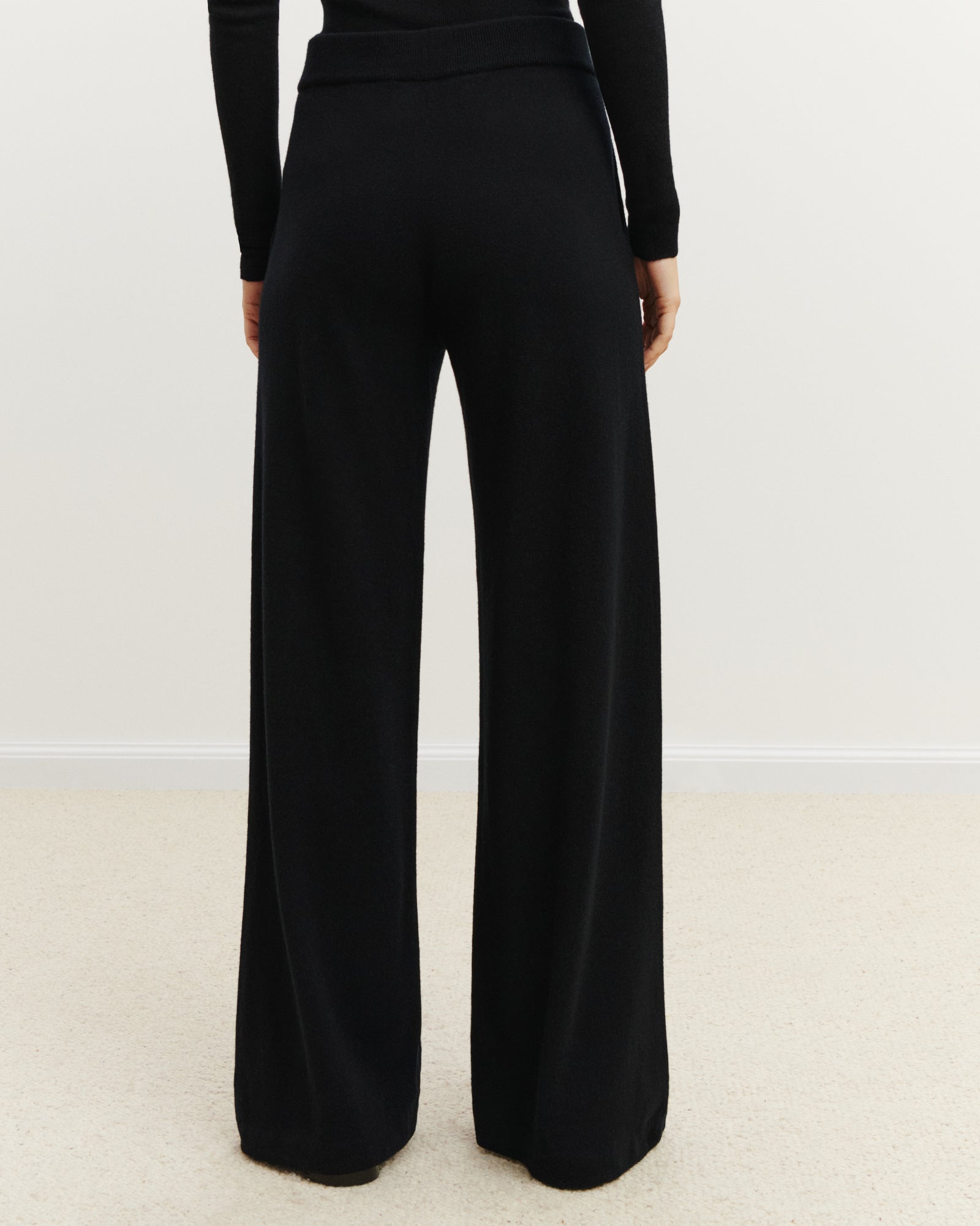 Pantalon ample-NOIR-100% cachemire