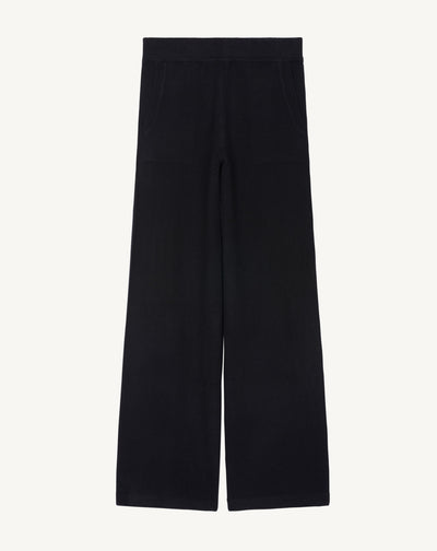 Pantalon ample-NOIR-100% cachemire