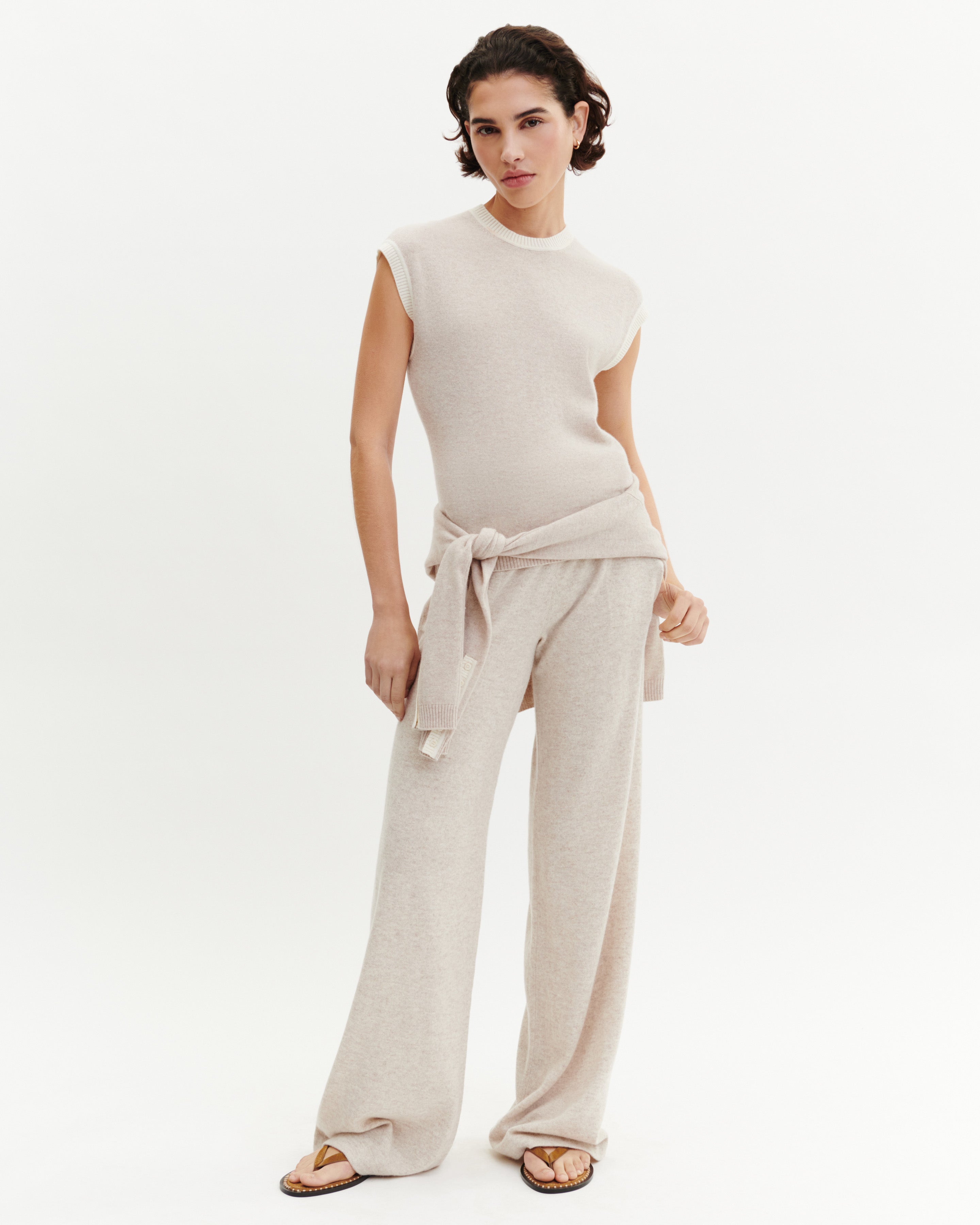 Pantalon ample-TOURTERELLE-100% cachemire