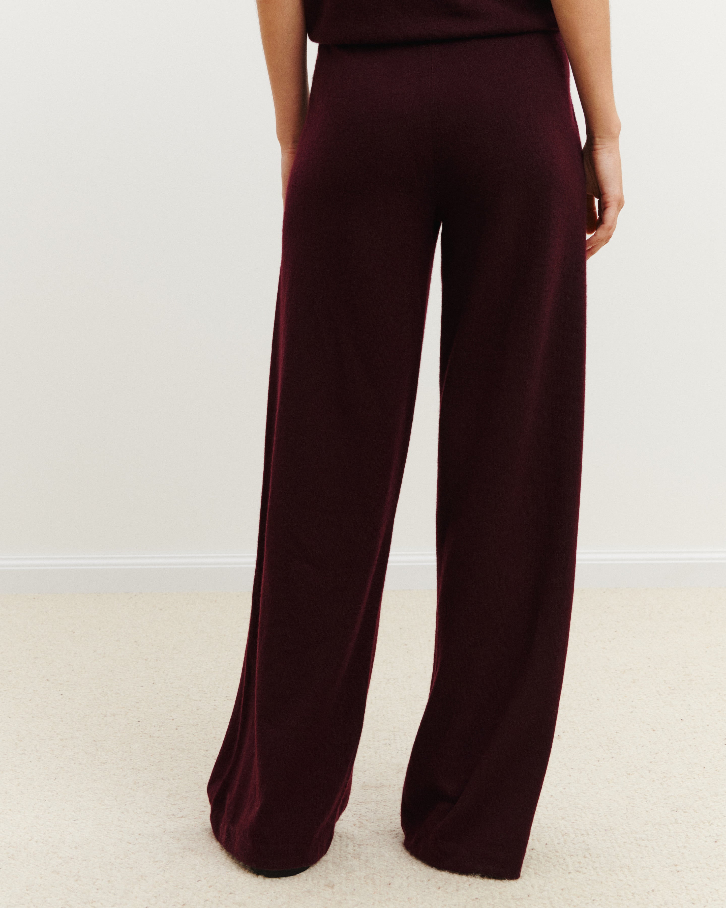 Pantalon ample-GRENAT-100% cachemire
