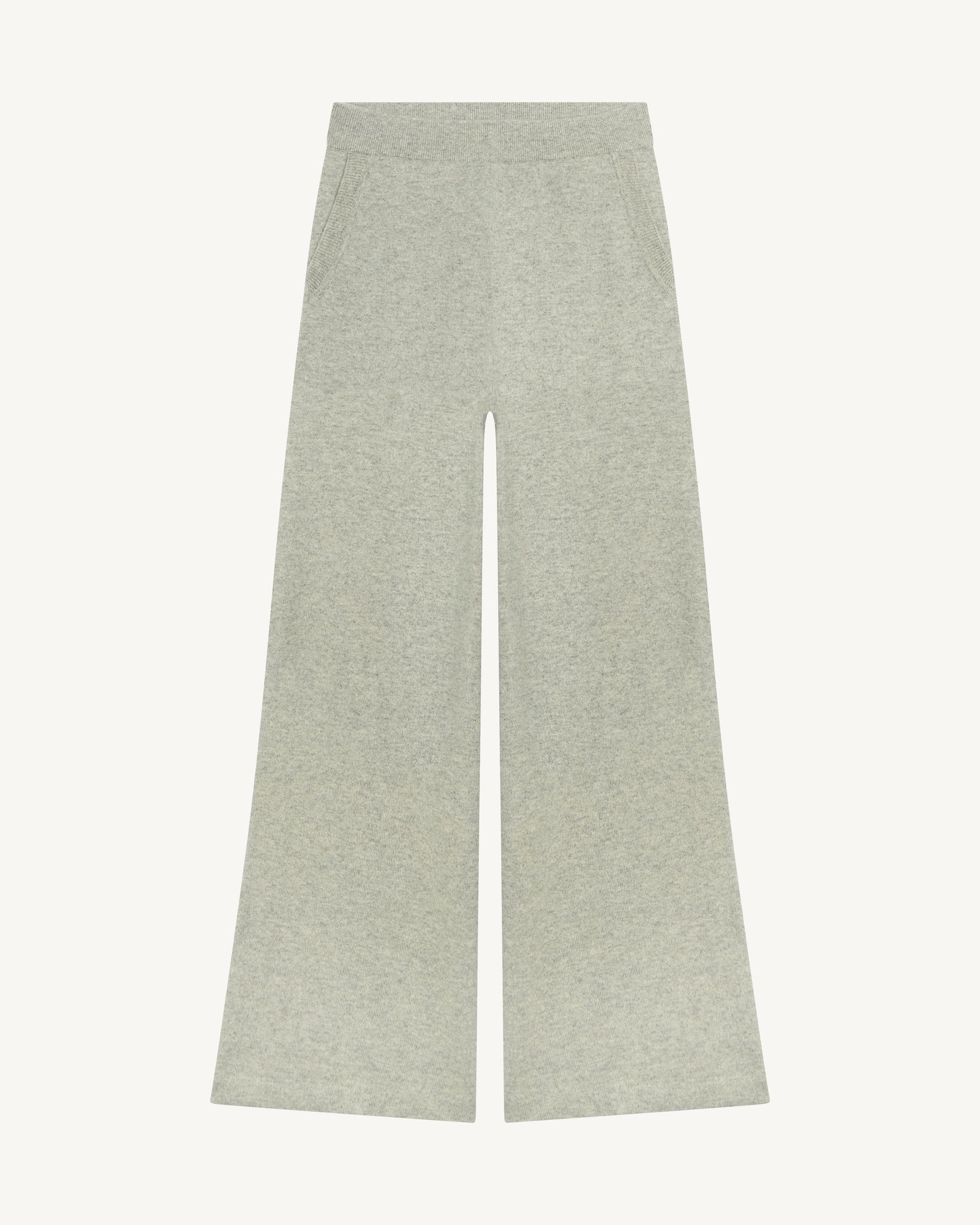 Pantalon ample-GRIS ARGENTE-100% cachemire