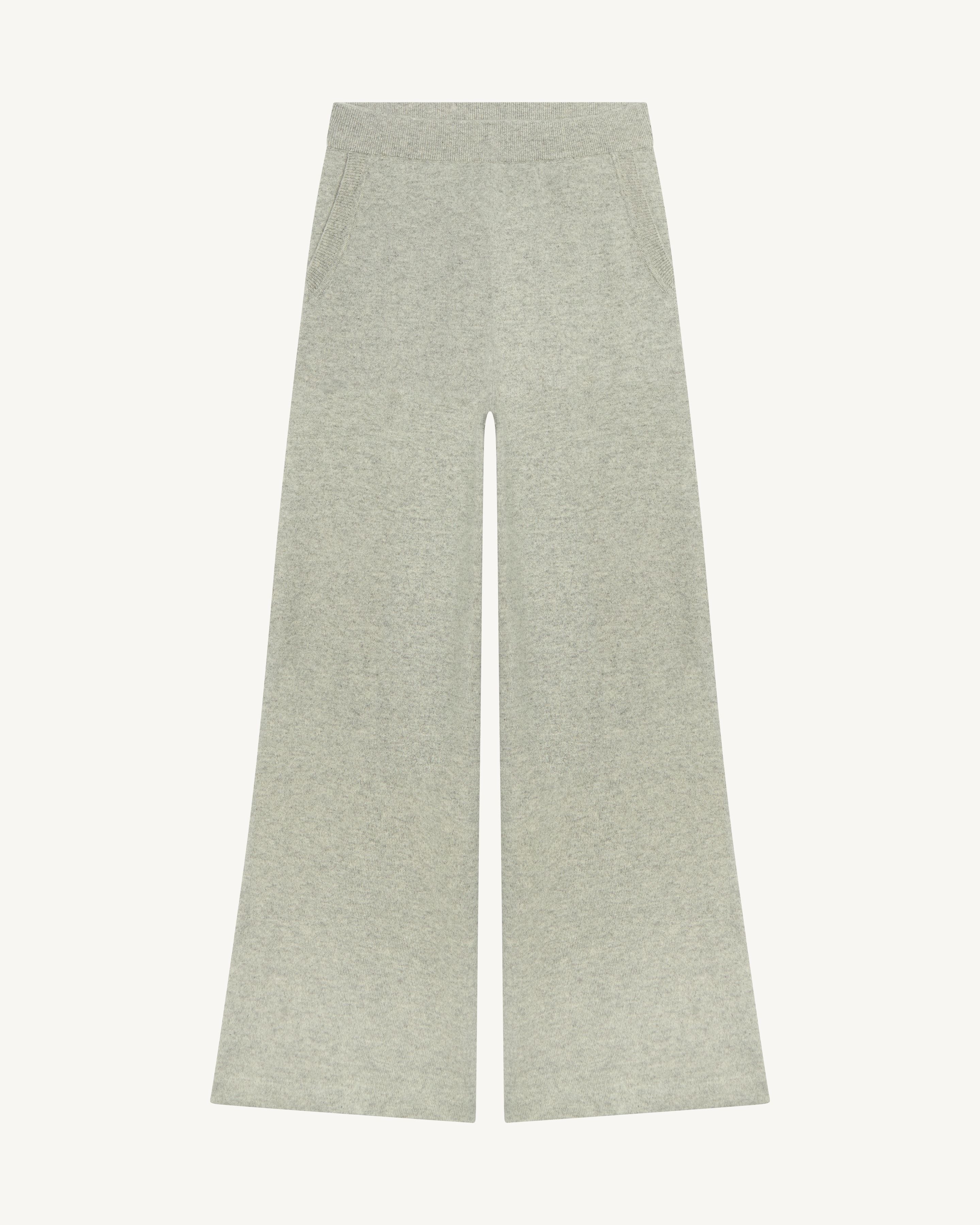 Pantalon ample-GRIS ARGENTE-100% cachemire