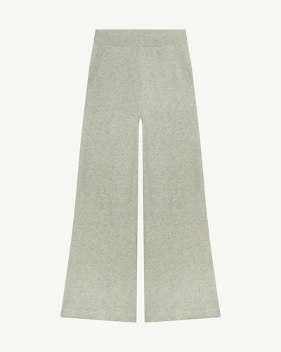 Pantalon ample-GRIS ARGENTE-100% cachemire