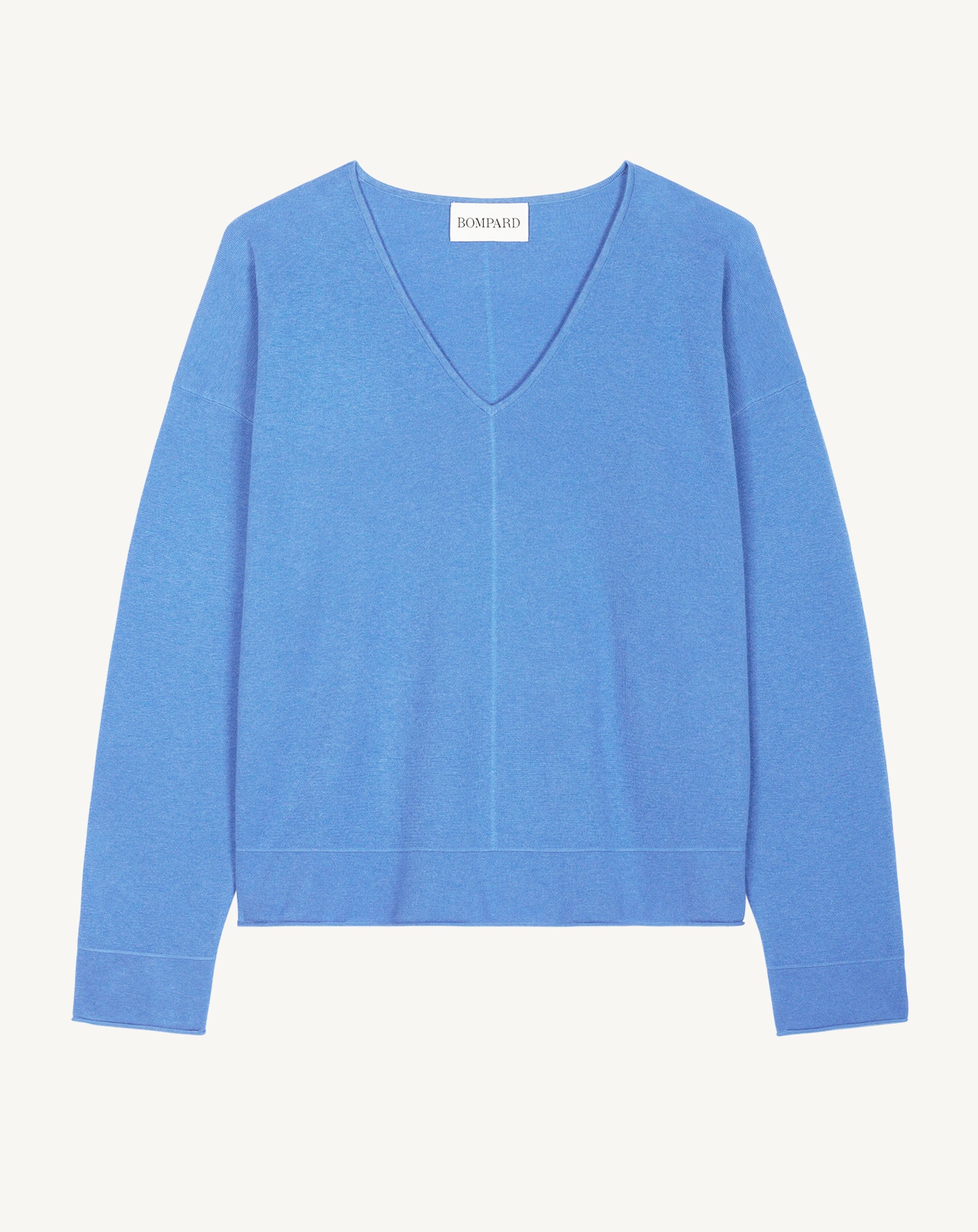 Pull V minimaliste oversized-BLEU ALTHEA-70% coton 30% cachemire