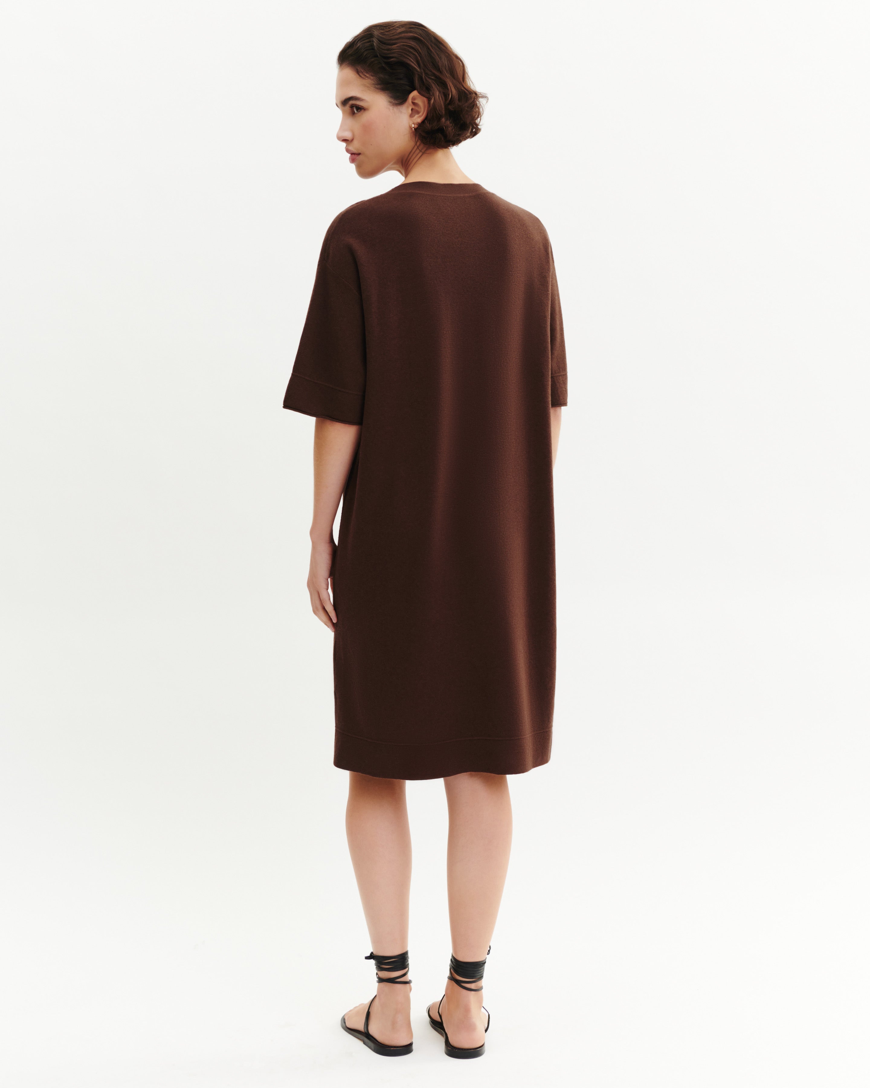 Robe courte minimaliste-CAFE-70% coton 30% cachemire