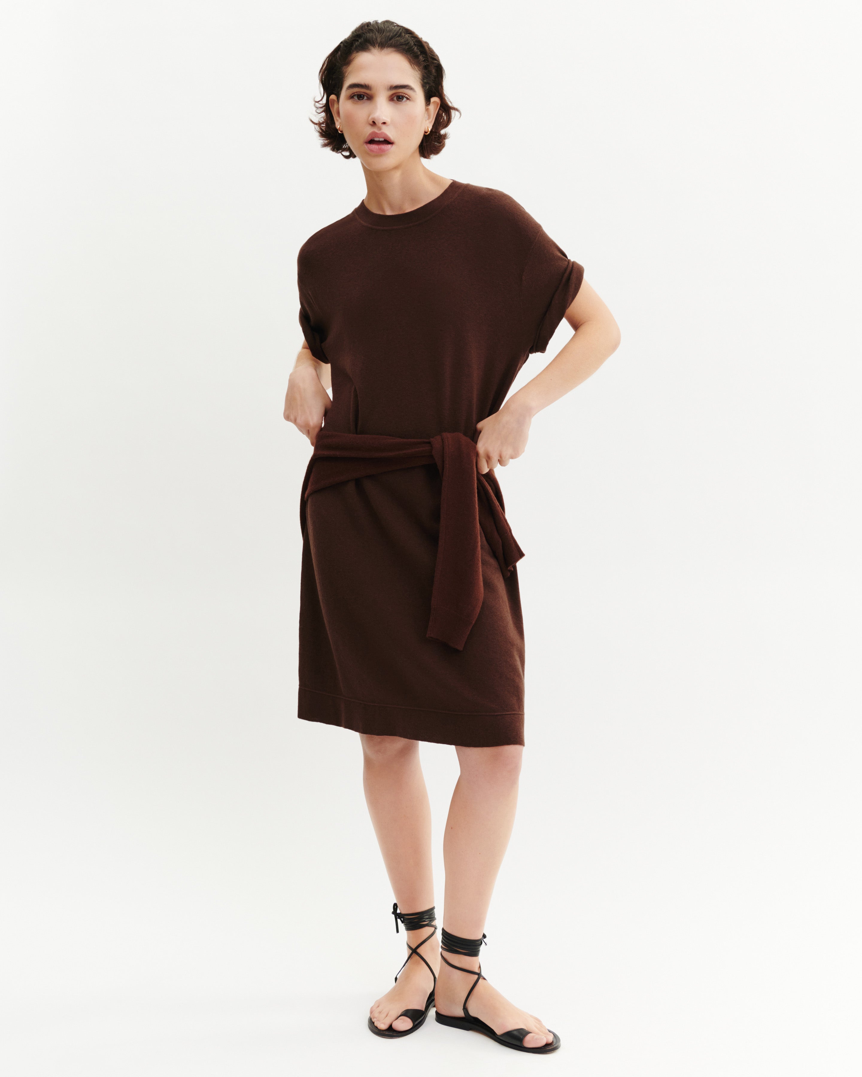 Robe courte minimaliste-CAFE-70% coton 30% cachemire
