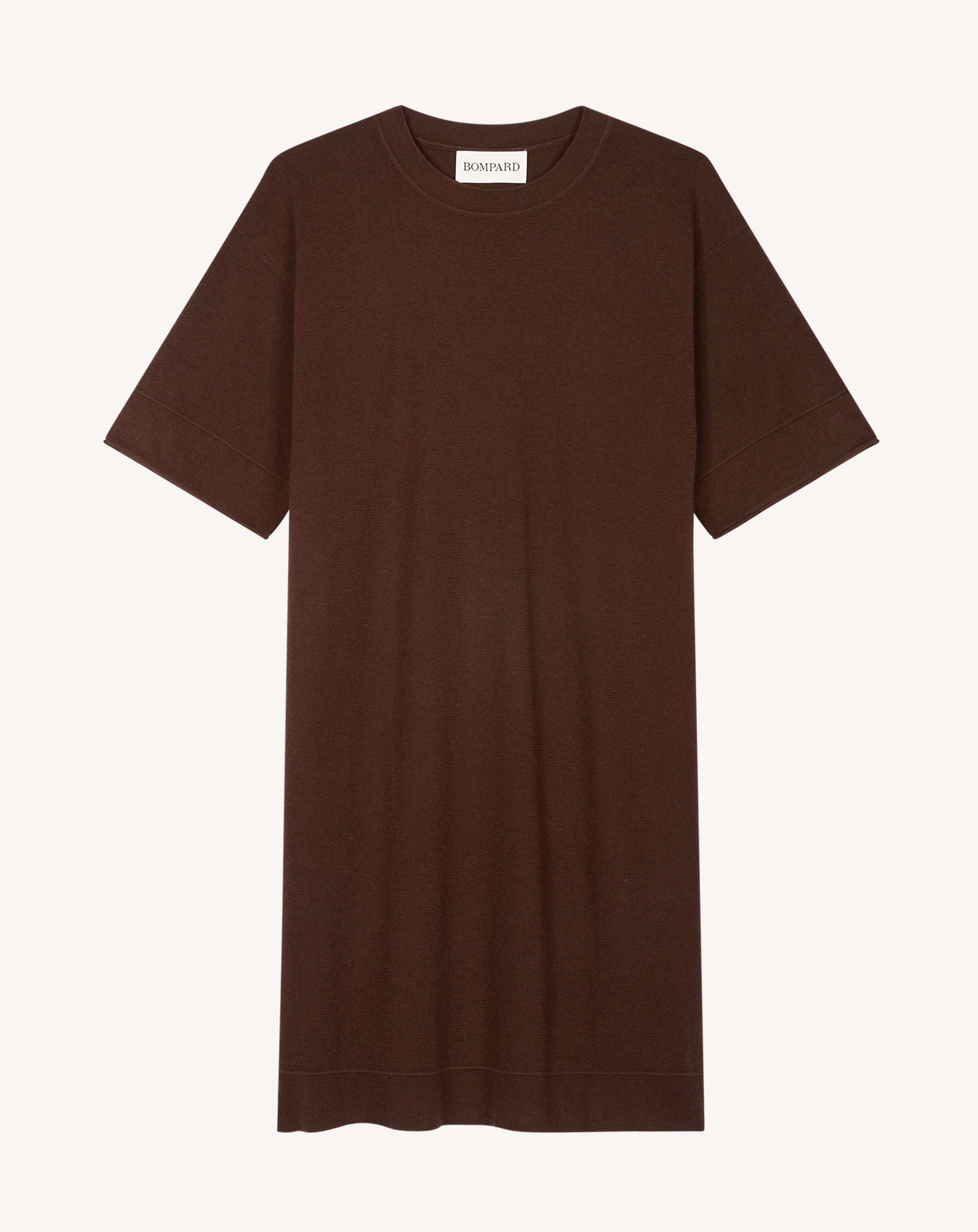 Robe courte minimaliste-CAFE-70% coton 30% cachemire