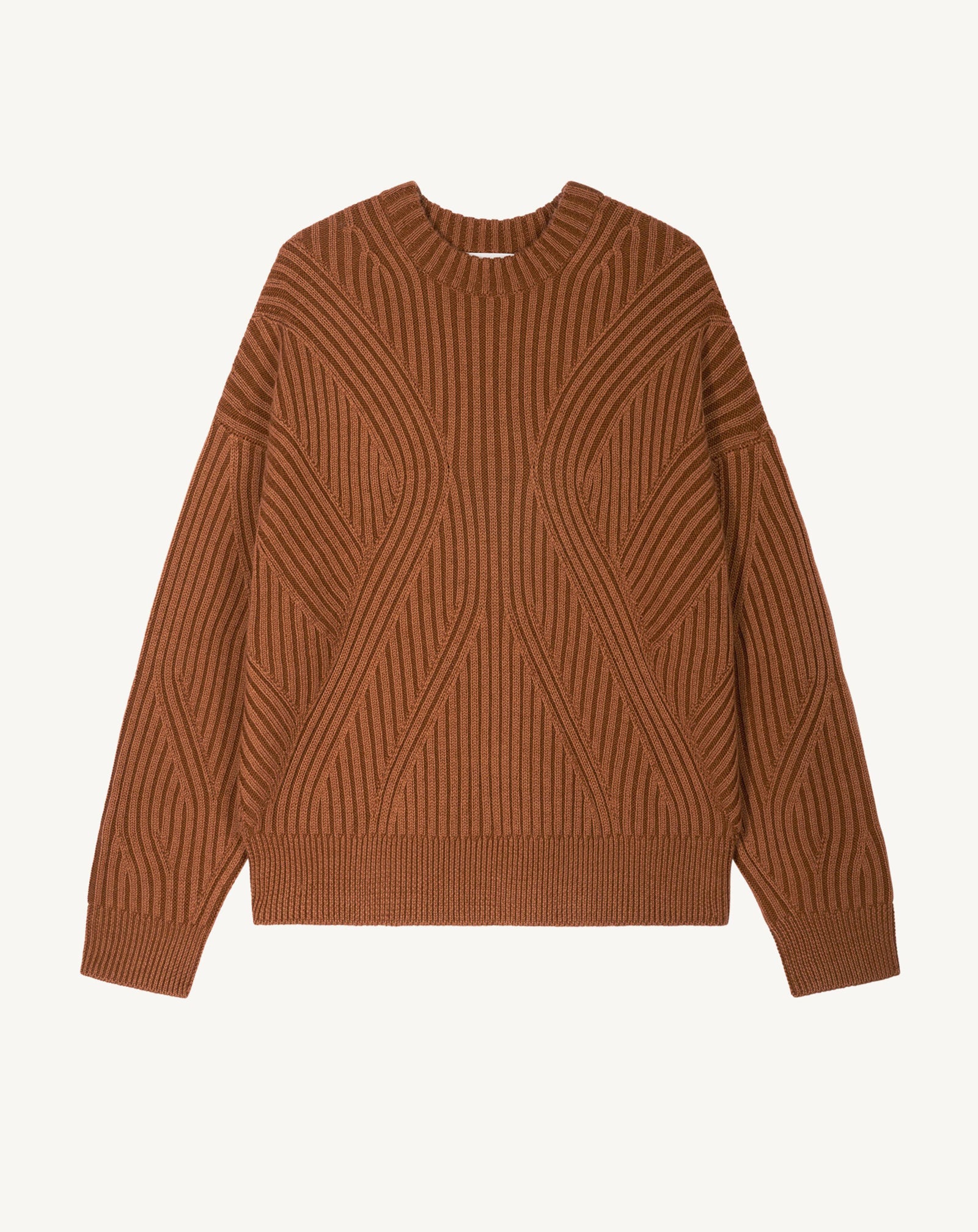 Pull oversized à côtes-CARAMEL-95% laine 5% cachemire