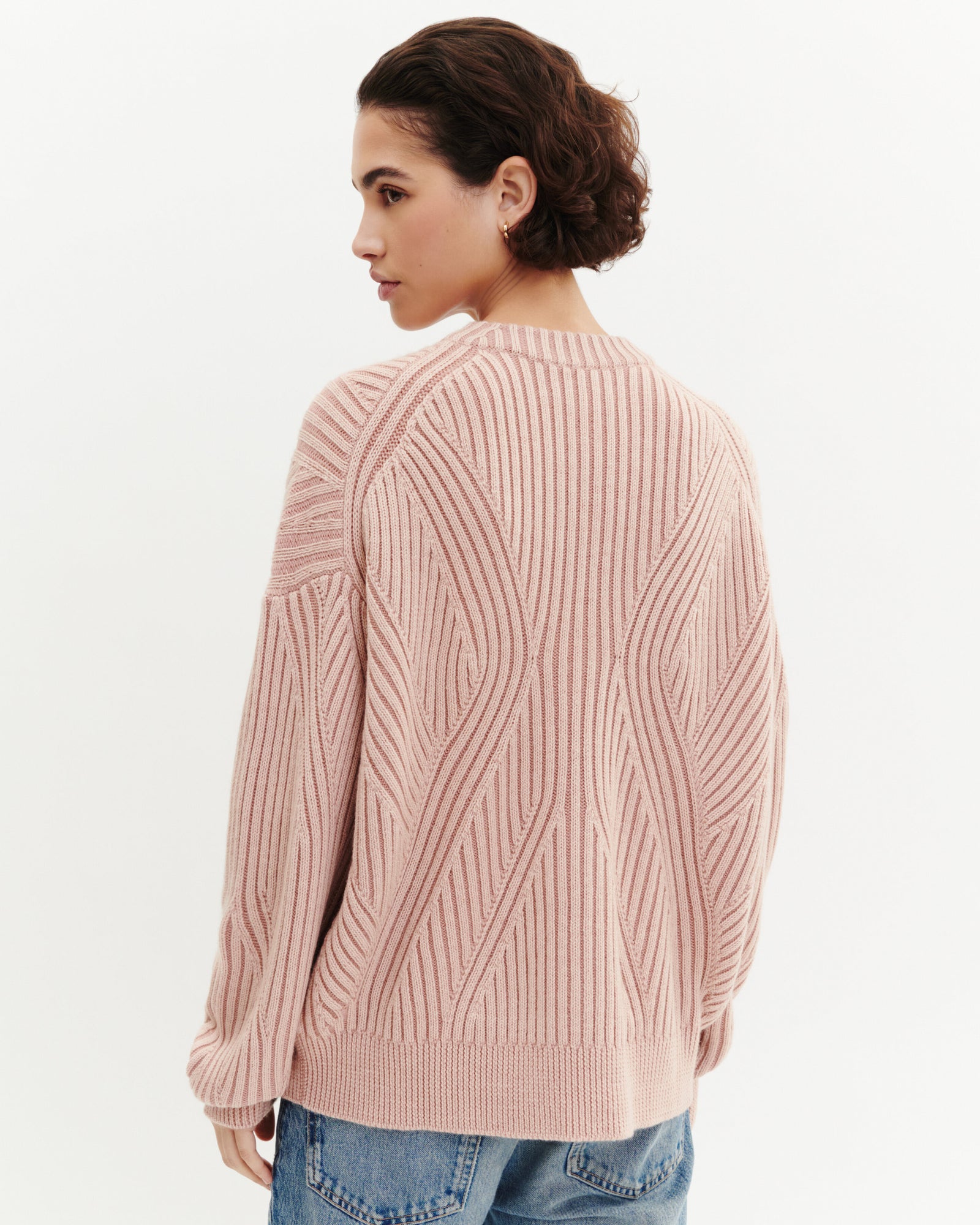 Pull oversized à côtes-ROSE EDEN-95% laine 5% cachemire