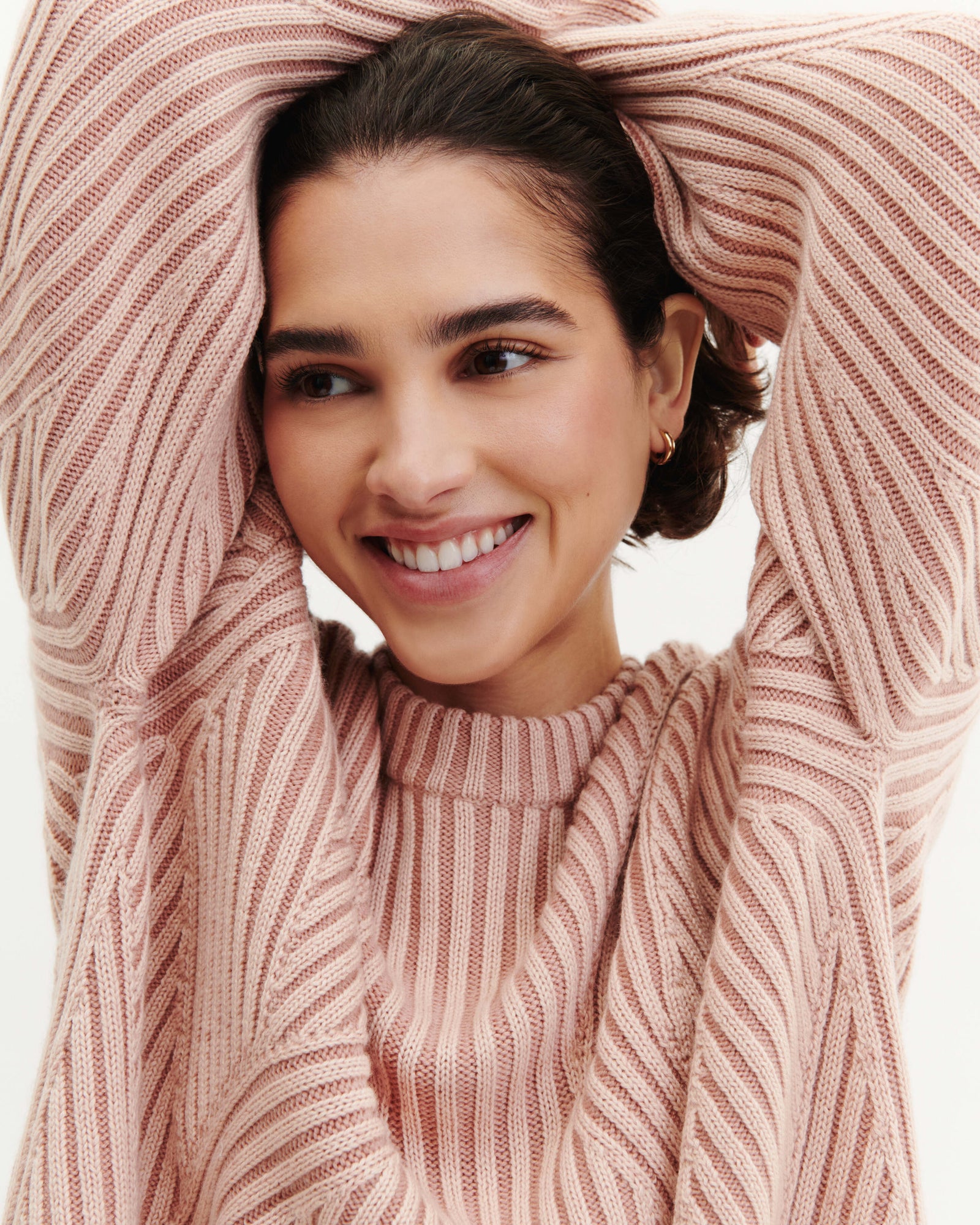 Pull oversized à côtes-ROSE EDEN-95% laine 5% cachemire