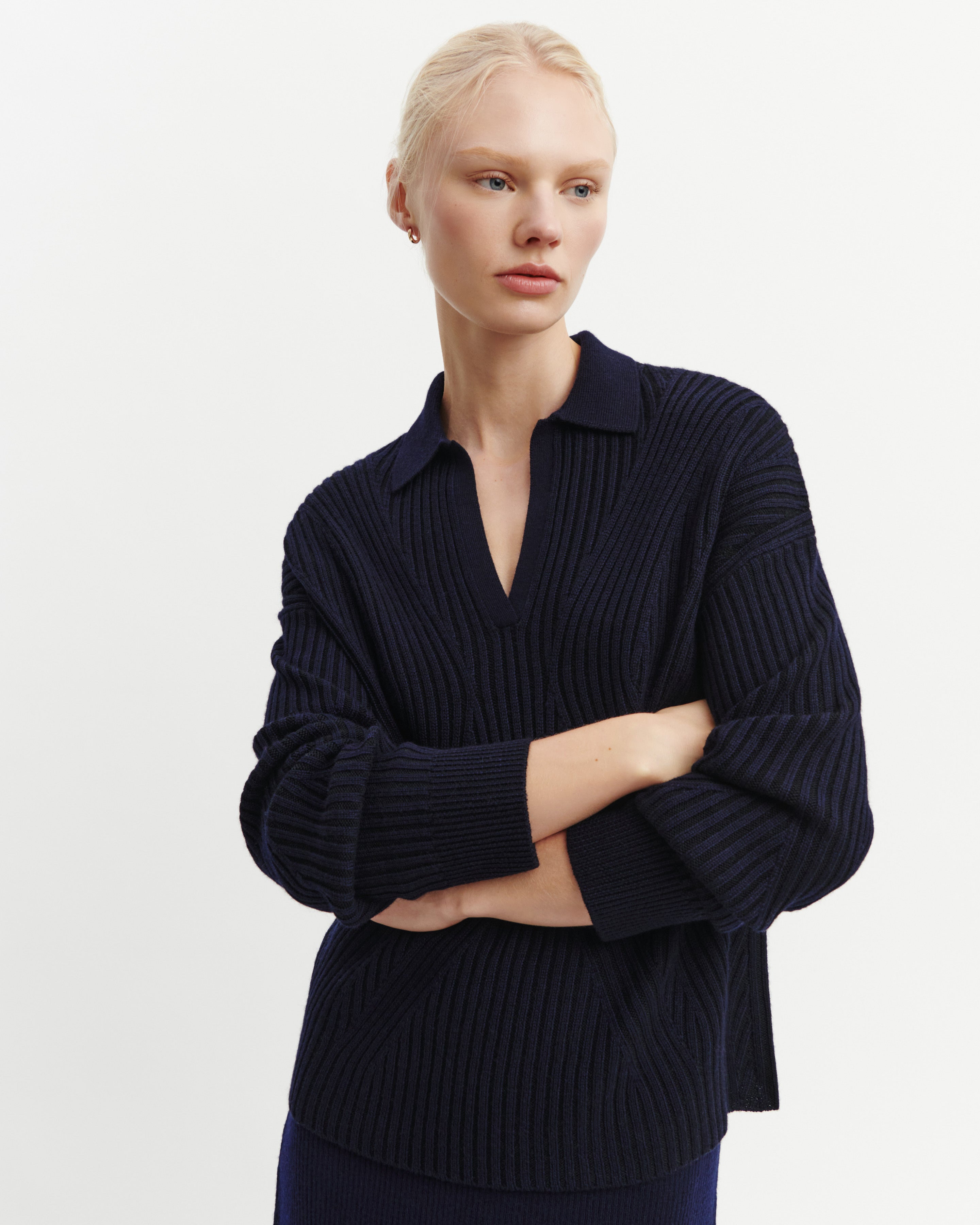 Ribbed polo shirt