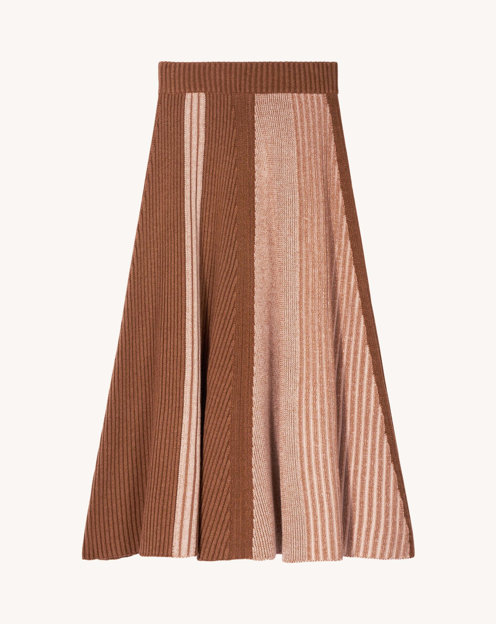 Jupe longue patchwork-CARAMEL/ROSE EDEN-95% laine 5% cachemire