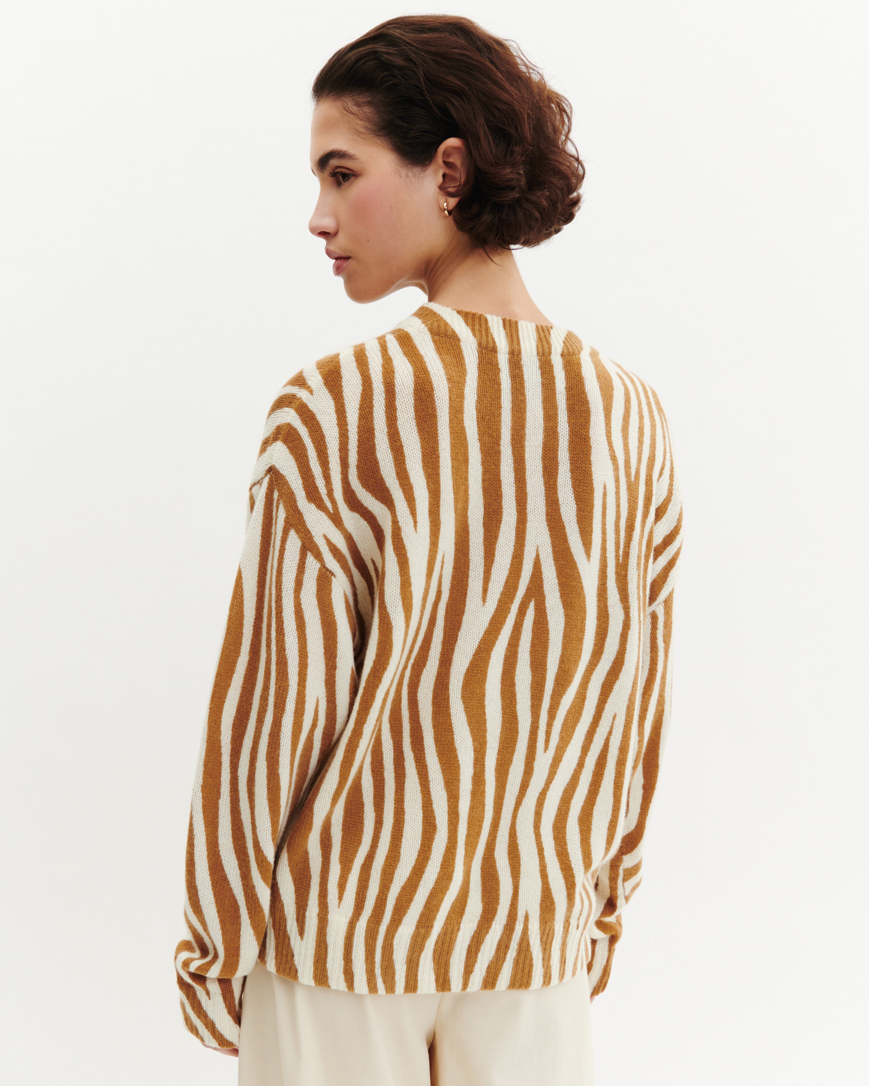 Pull col rond imprimé-MACCHIATO/NATUREL-100% cachemire