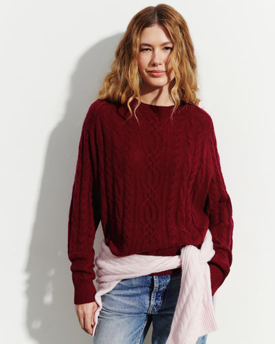 Pull col rond à torsades-OXALIS-100% cachemire
