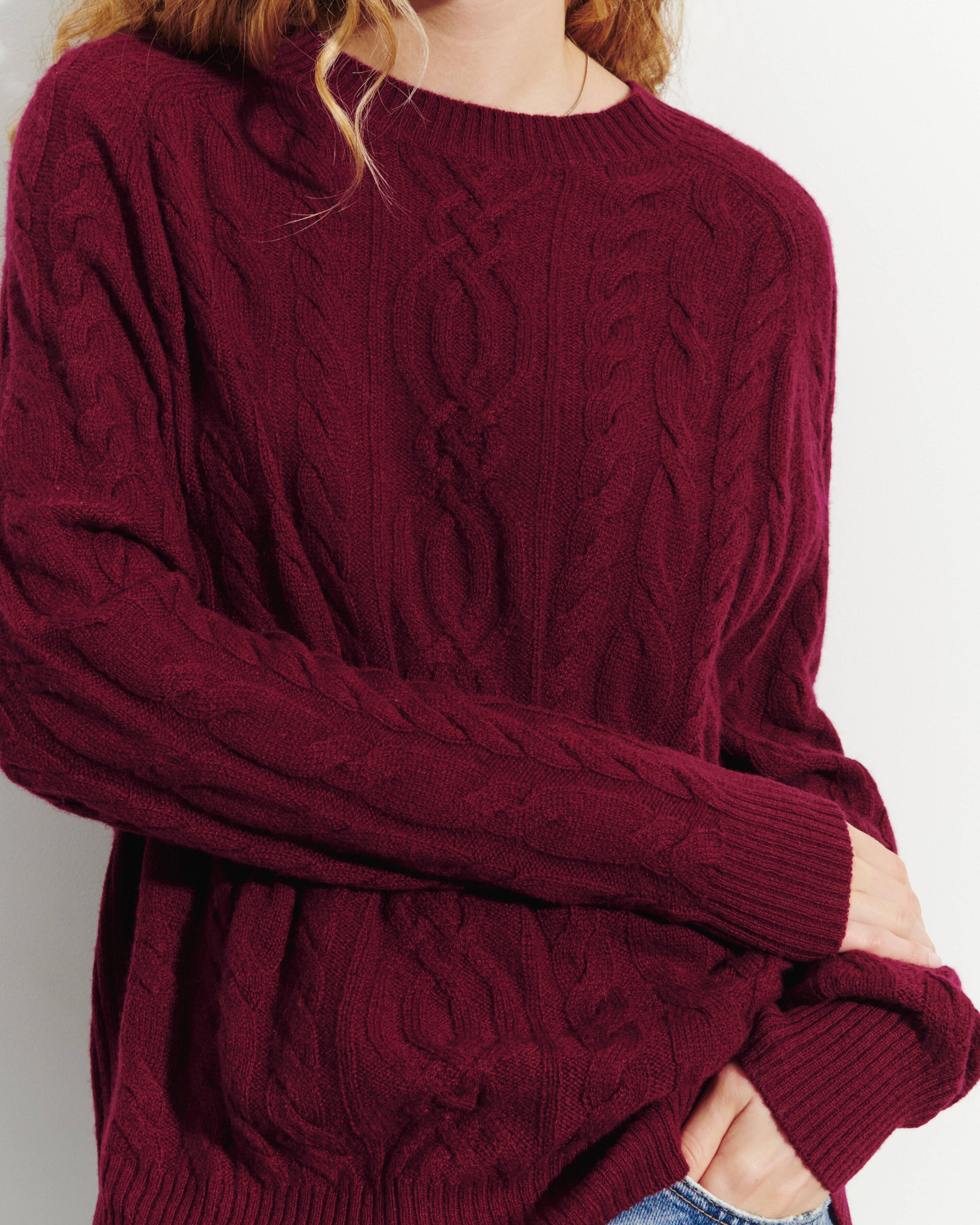 Pull col rond à torsades-OXALIS-100% cachemire