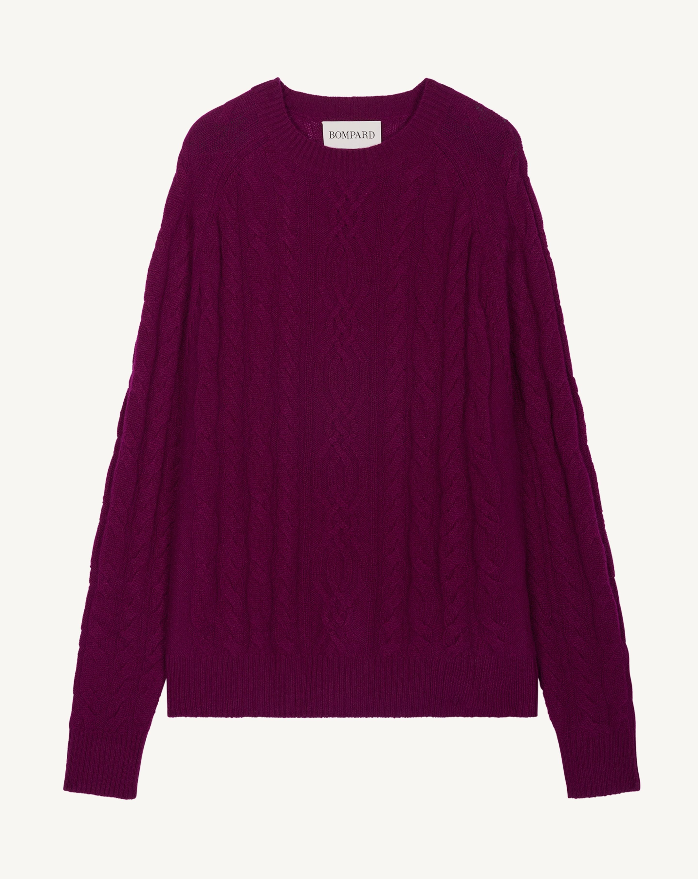 Pull col rond à torsades-OXALIS-100% cachemire