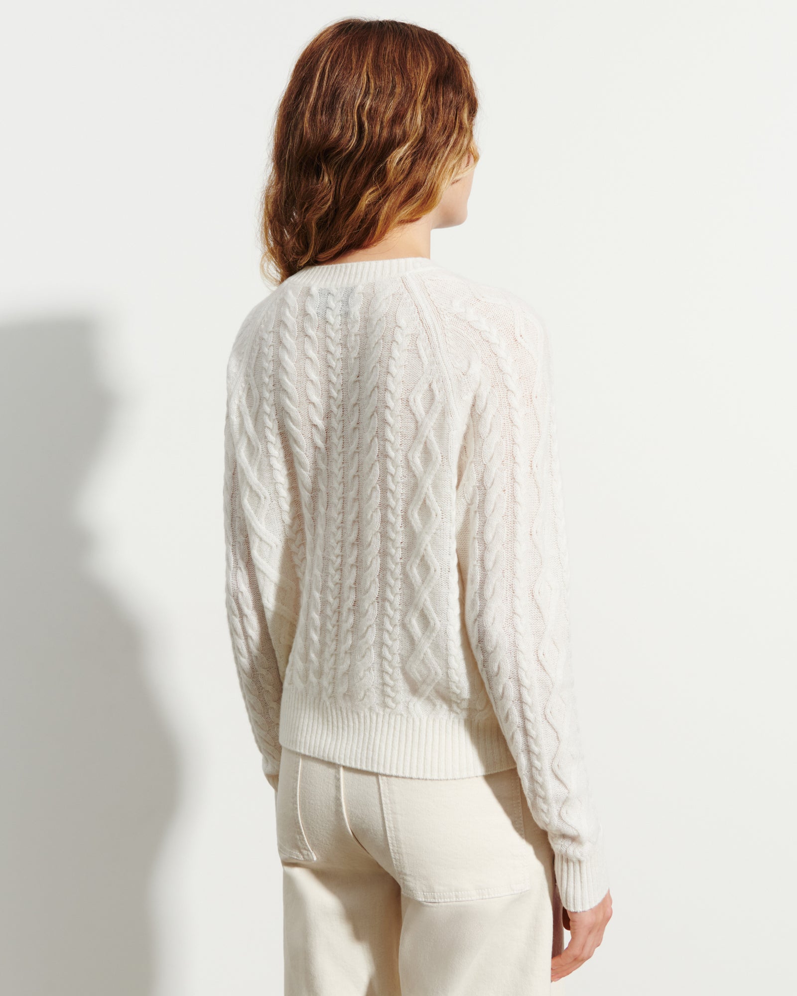 Cardigan à torsades-NATUREL-100% cachemire