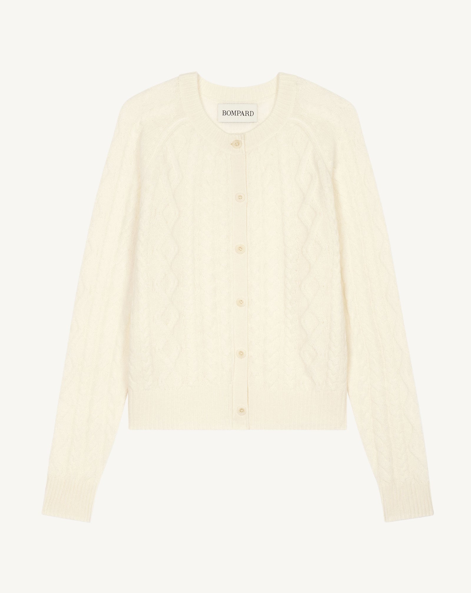 Cardigan à torsades-NATUREL-100% cachemire