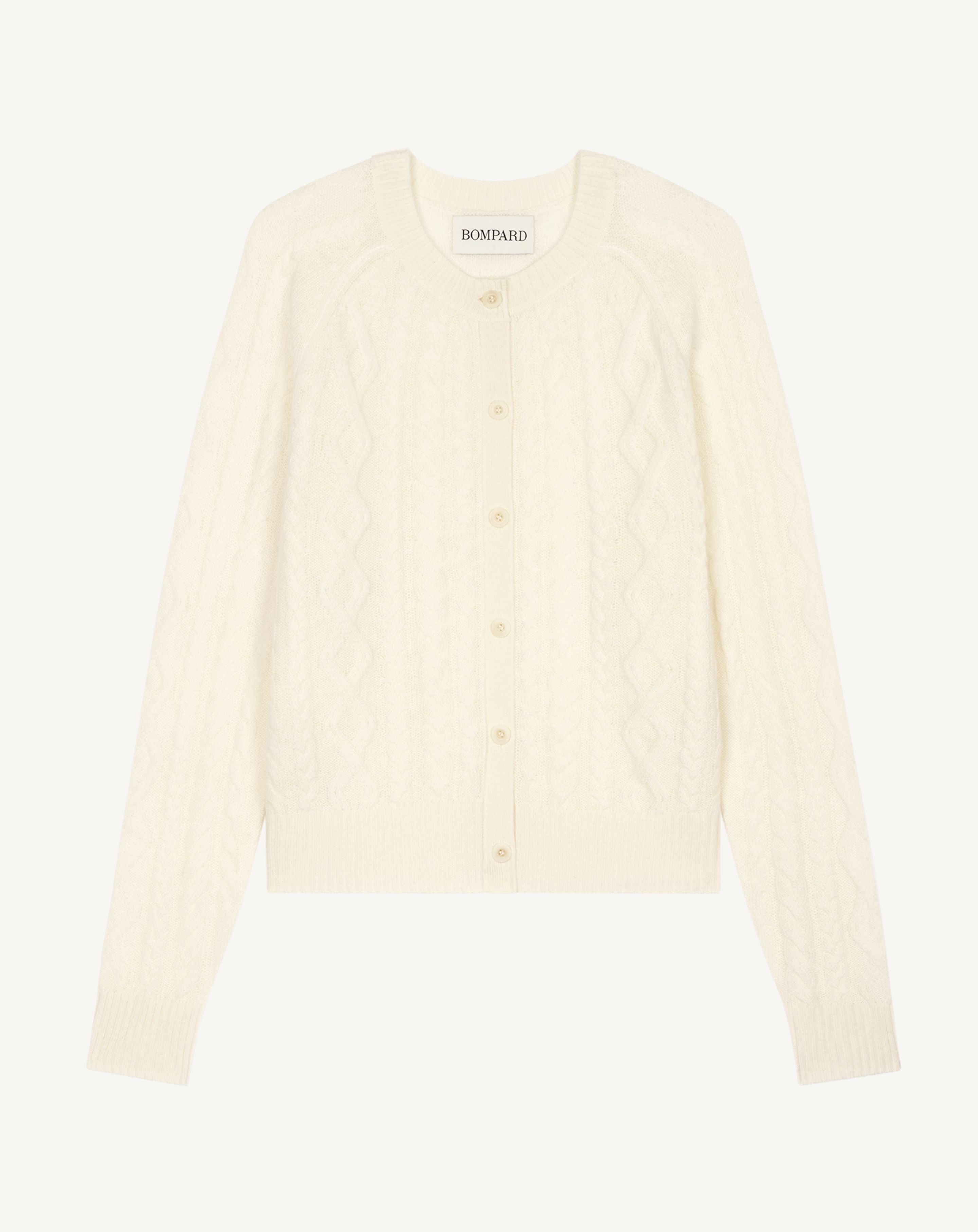 Cardigan à torsades-NATUREL-100% cachemire