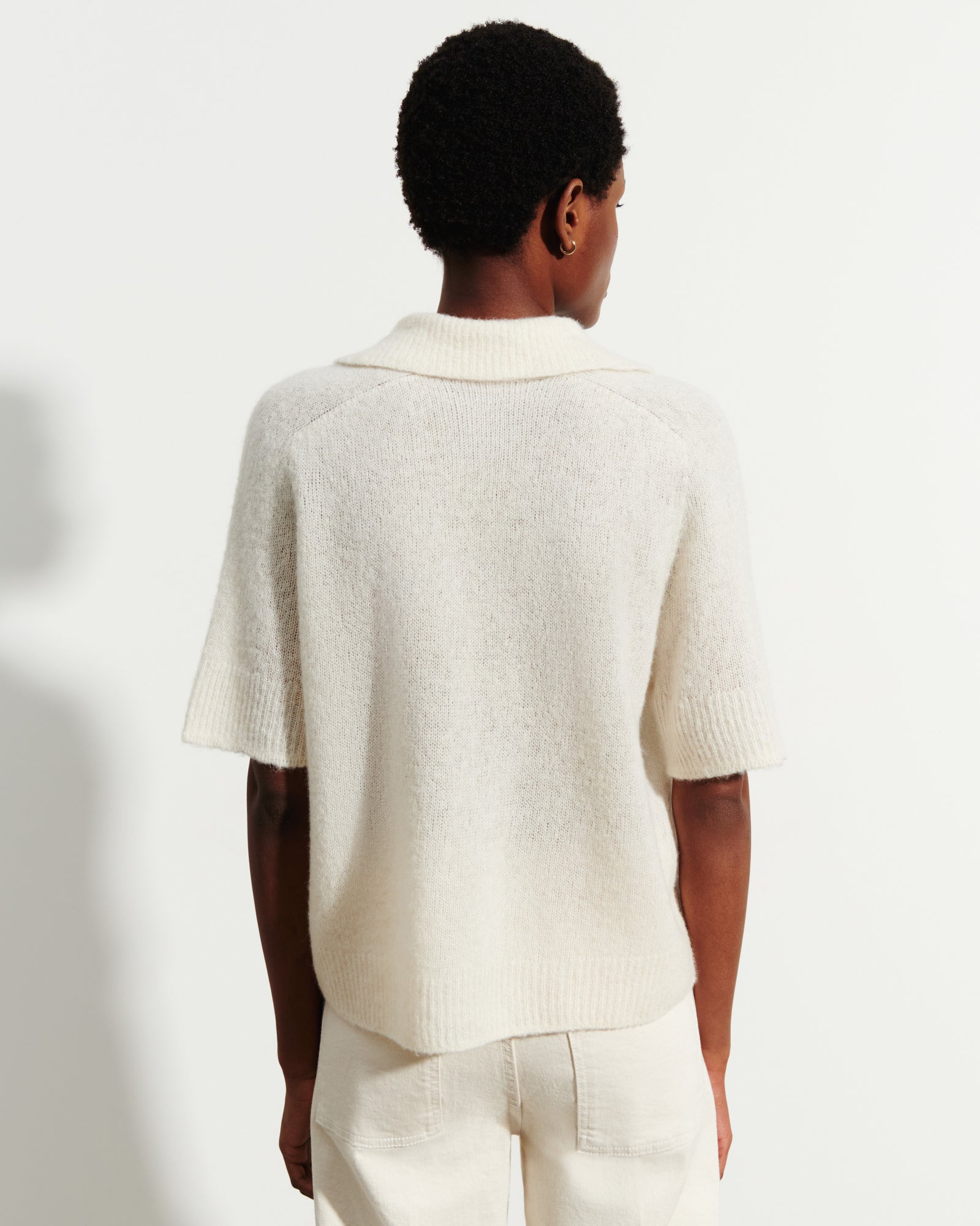 Polo maille plume-NATUREL-40% : baby alpaga; 32% : soie; 28% : cachemire