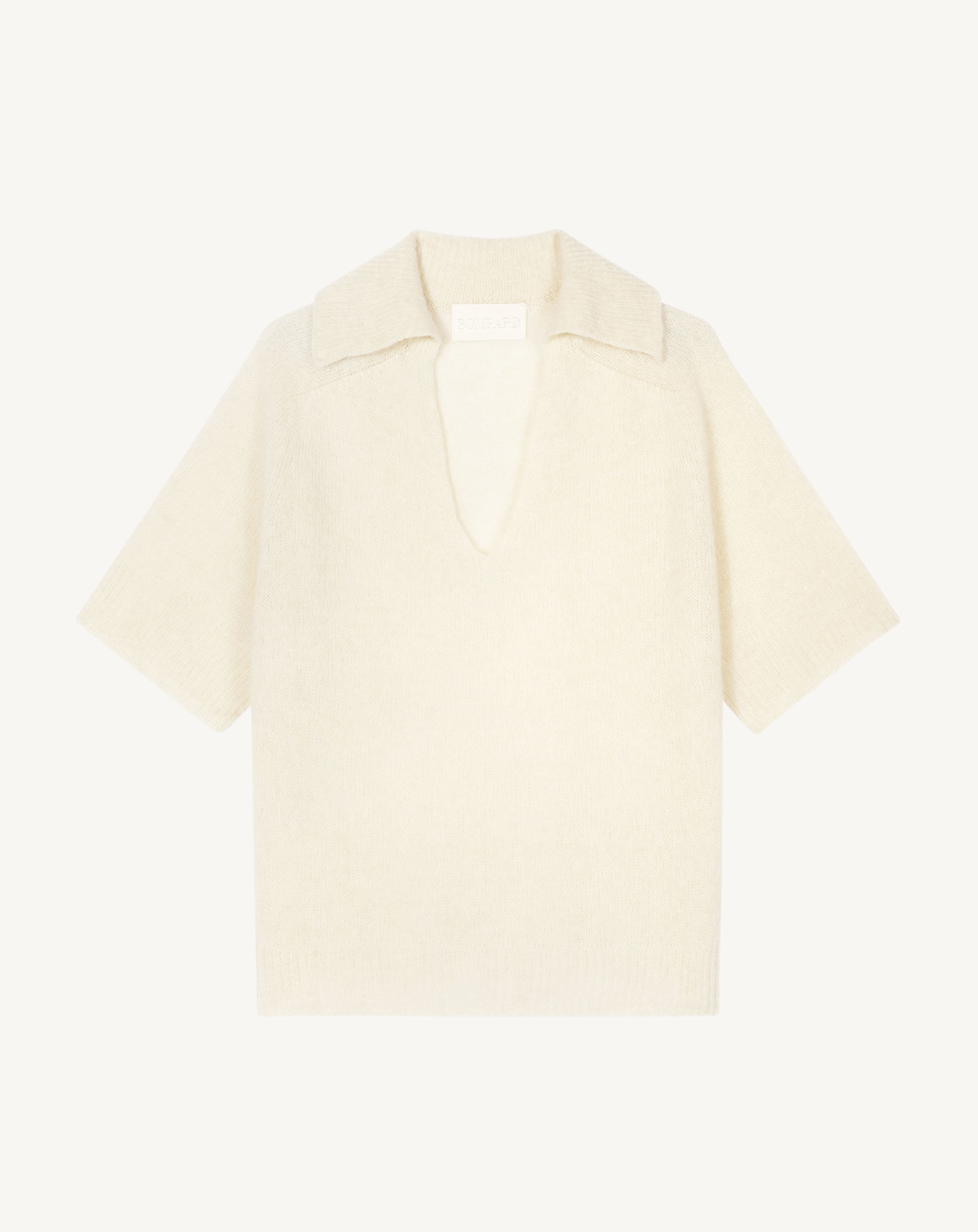 Polo maille plume-NATUREL-40% : baby alpaga; 32% : soie; 28% : cachemire