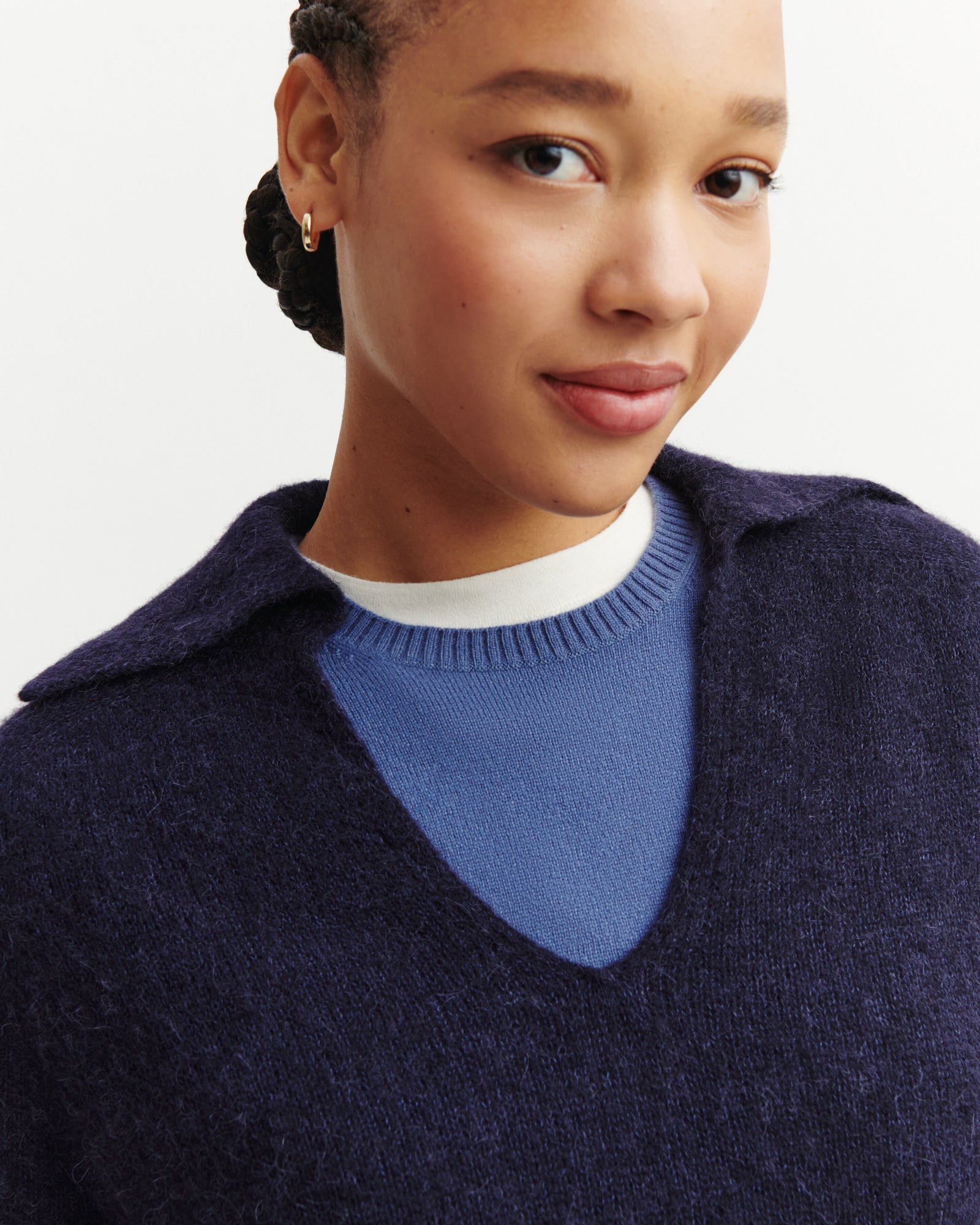 Polo maille plume-MARINE-40% : baby alpaga; 32% : soie; 28% : cachemire