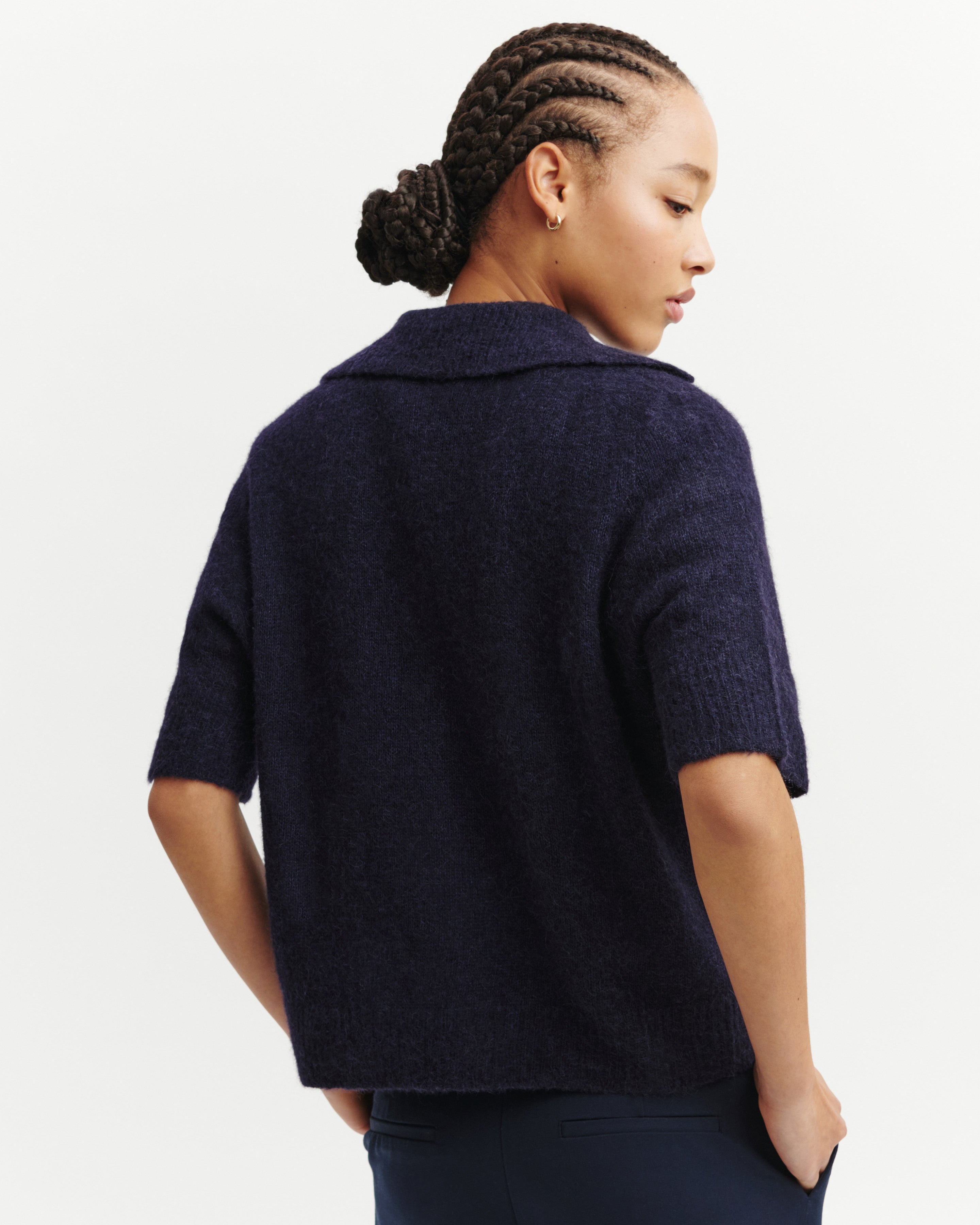 Polo maille plume-MARINE-40% : baby alpaga; 32% : soie; 28% : cachemire