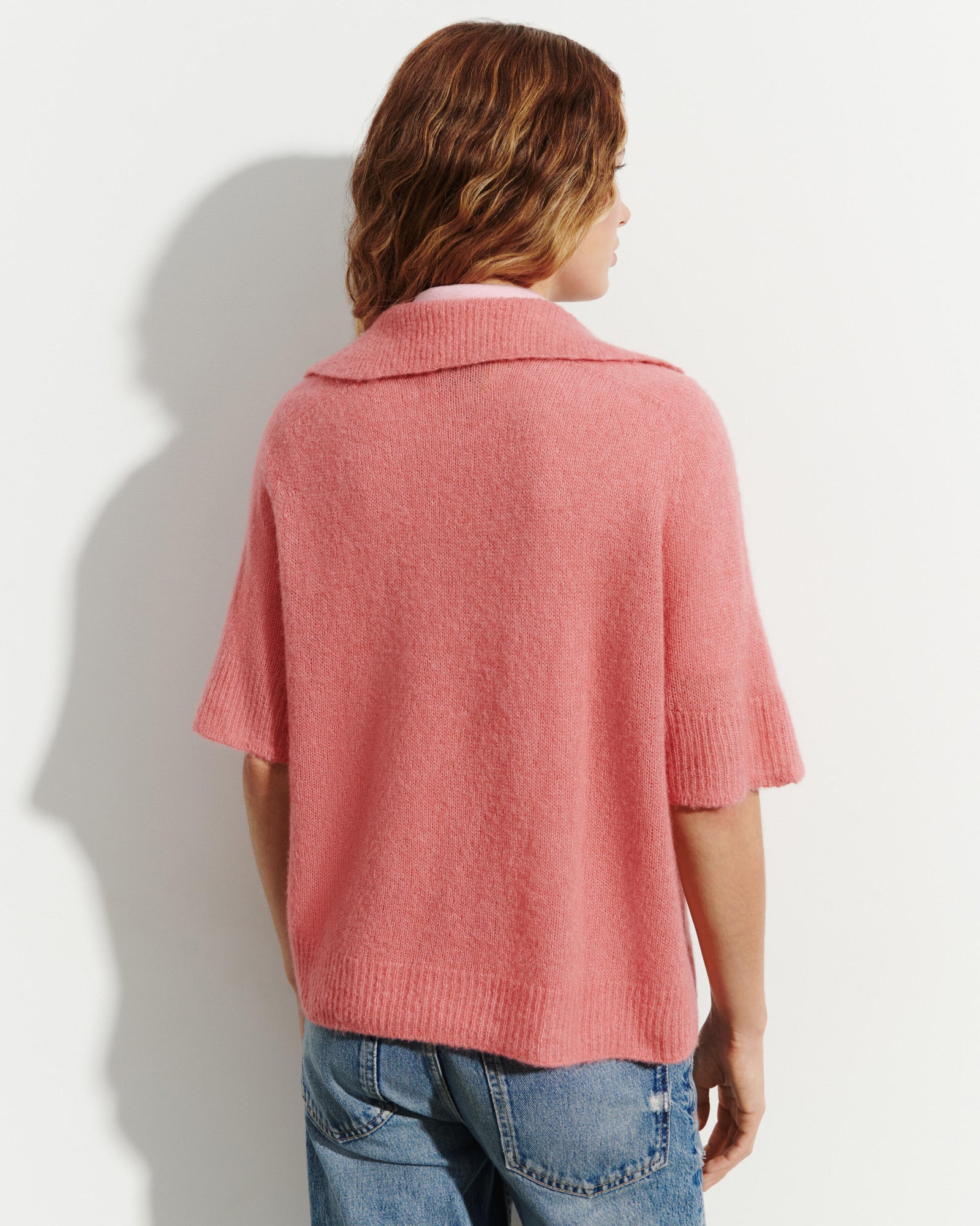 Polo maille plume-ROSE MOCHI-40% : baby alpaga; 32% : soie; 28% : cachemire