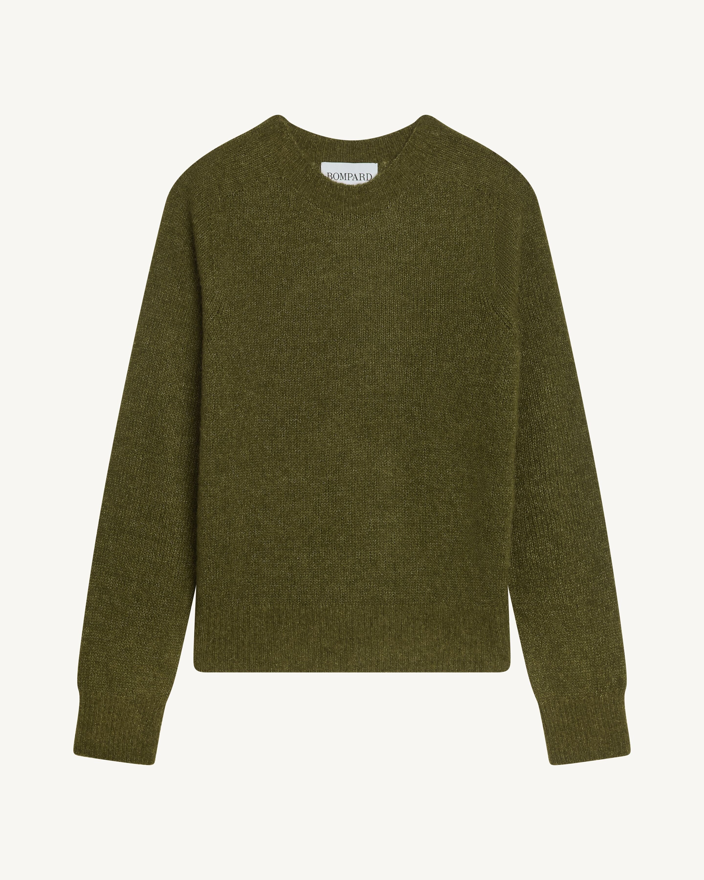 Col rond droit plume-OLIVE-40% : baby alpaga; 32% : soie; 28% : cachemire