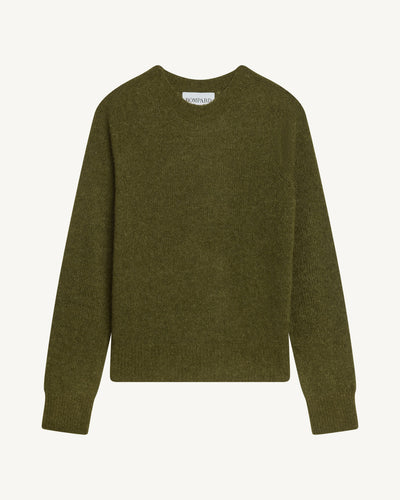 Col rond droit plume-OLIVE-40% : baby alpaga; 32% : soie; 28% : cachemire