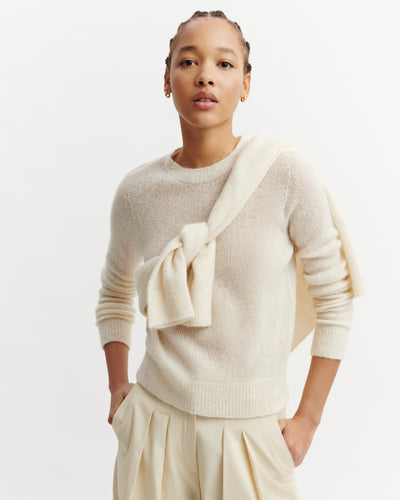 Pull droit maille plume-NATUREL-40% : baby alpaga; 32% : soie; 28% : cachemire