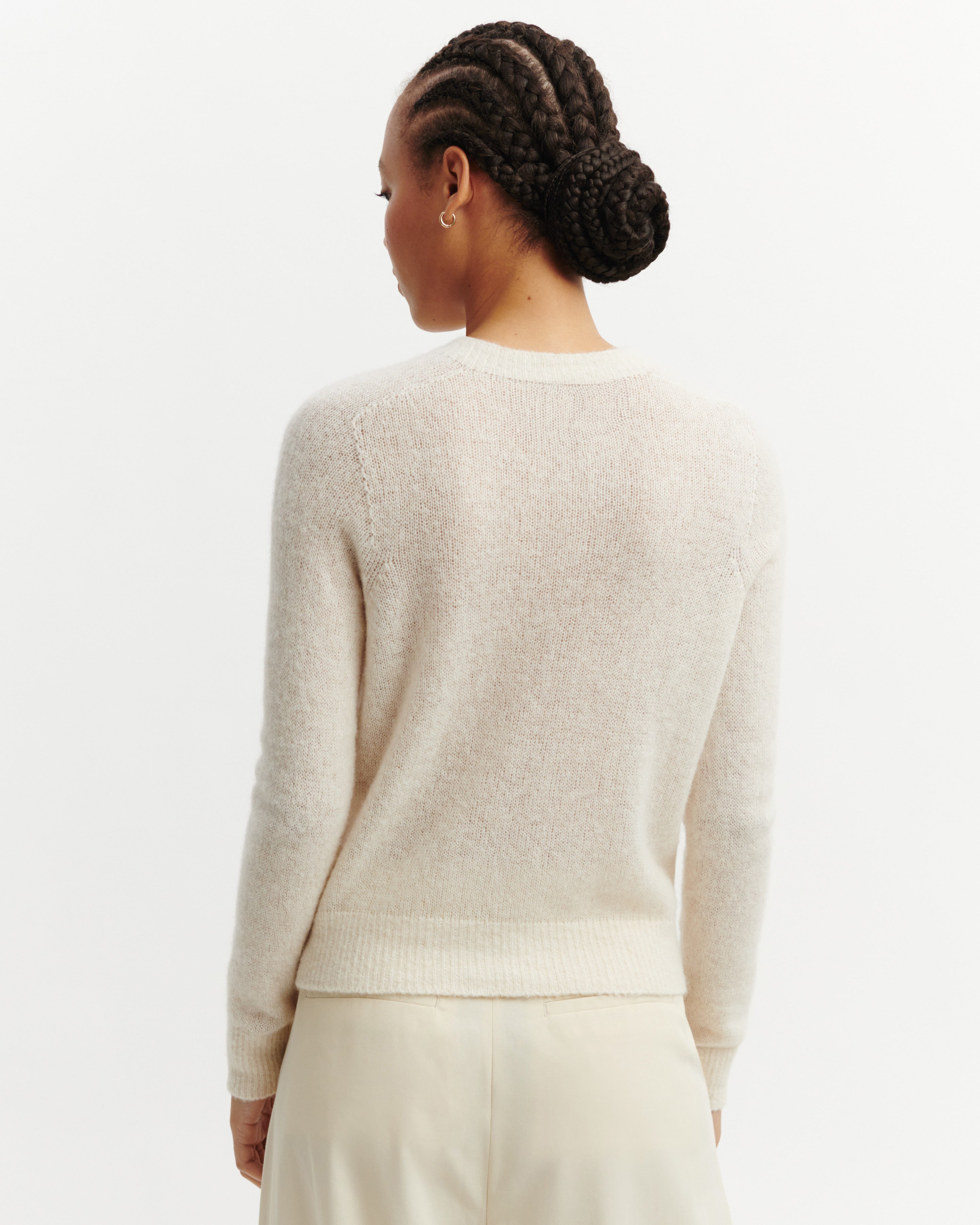 Pull droit maille plume-NATUREL-40% : baby alpaga; 32% : soie; 28% : cachemire