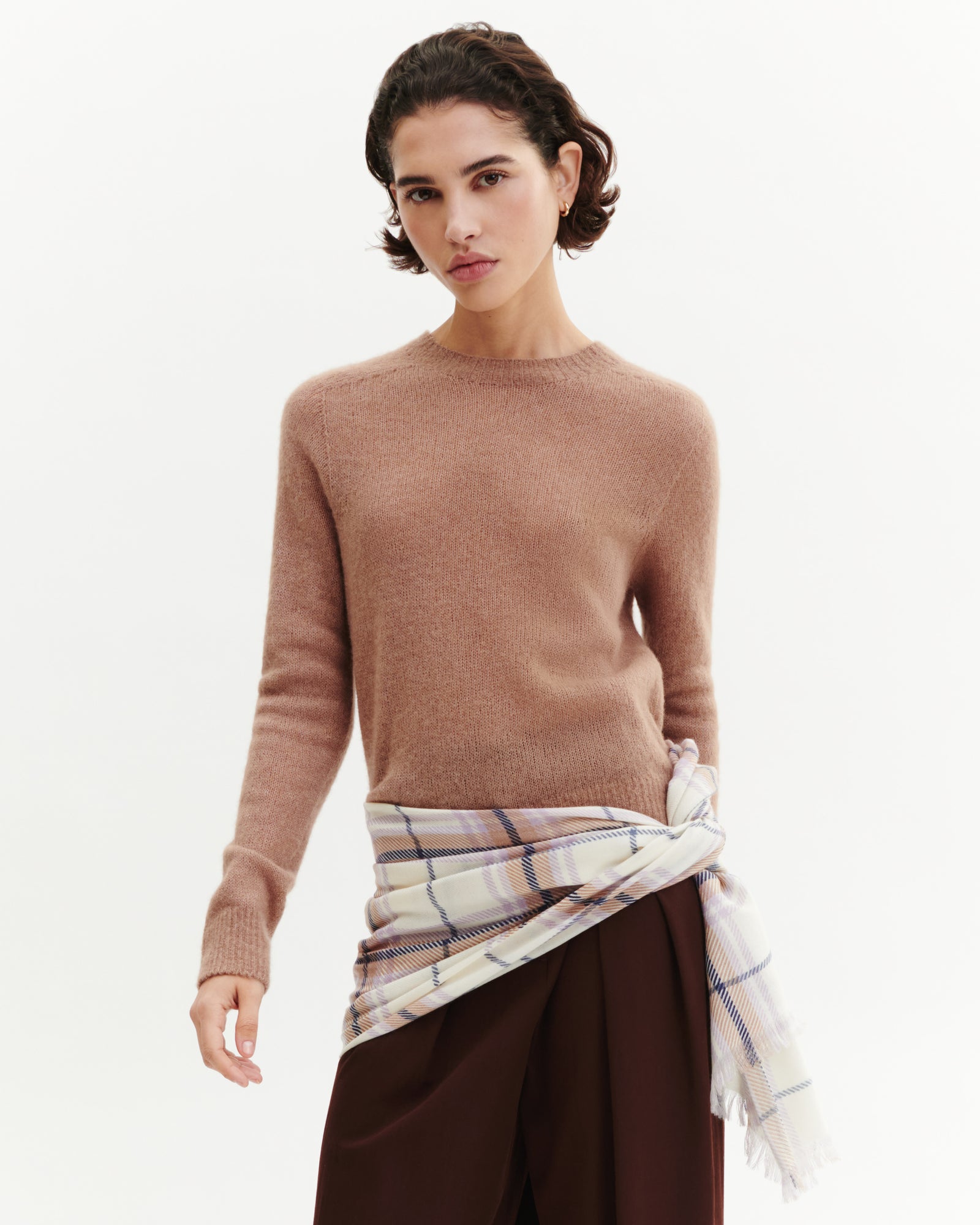 Col rond droit plume-CARAMEL-40% : baby alpaga; 32% : soie; 28% : cachemire