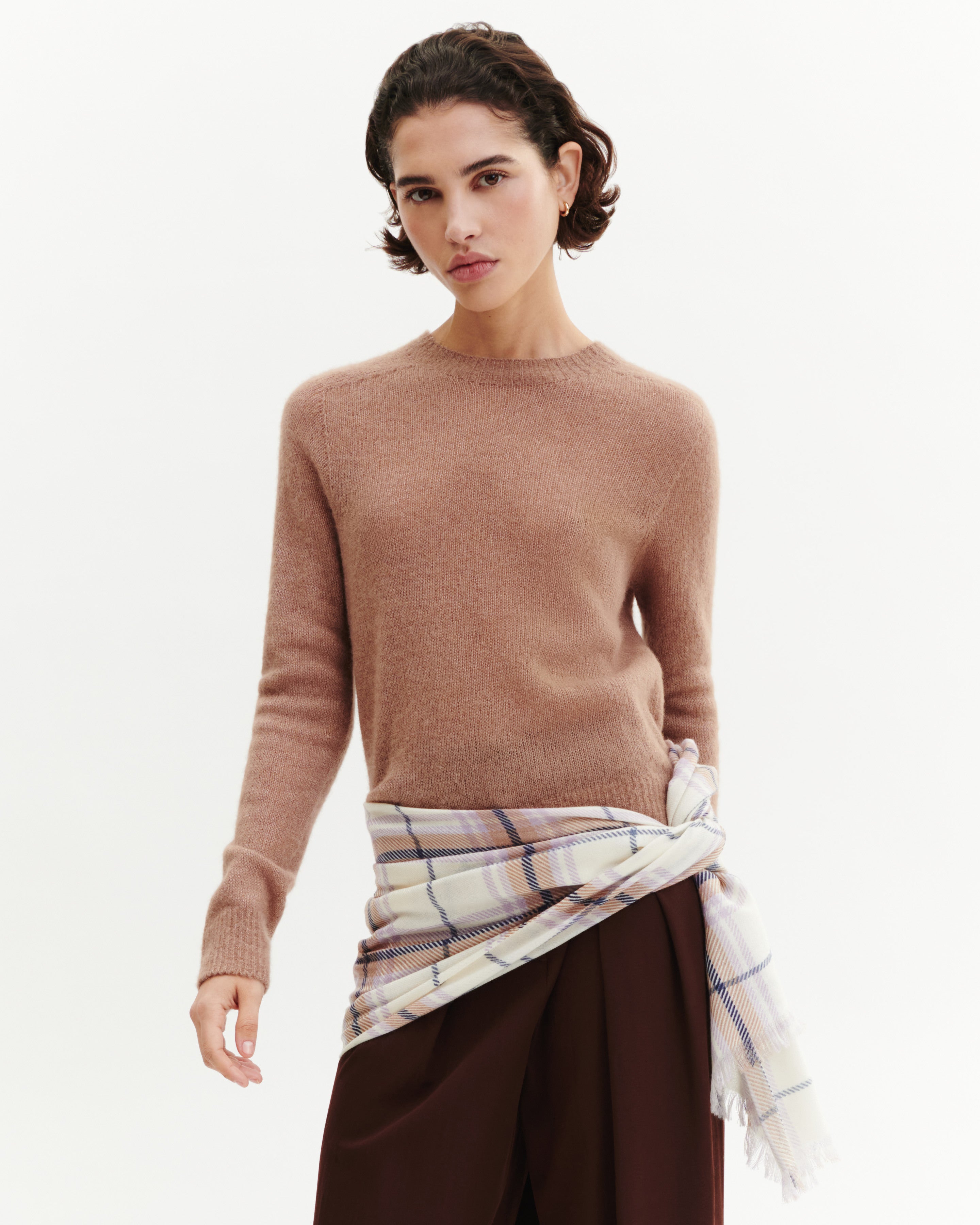 Col rond droit plume-CARAMEL-40% : baby alpaga; 32% : soie; 28% : cachemire