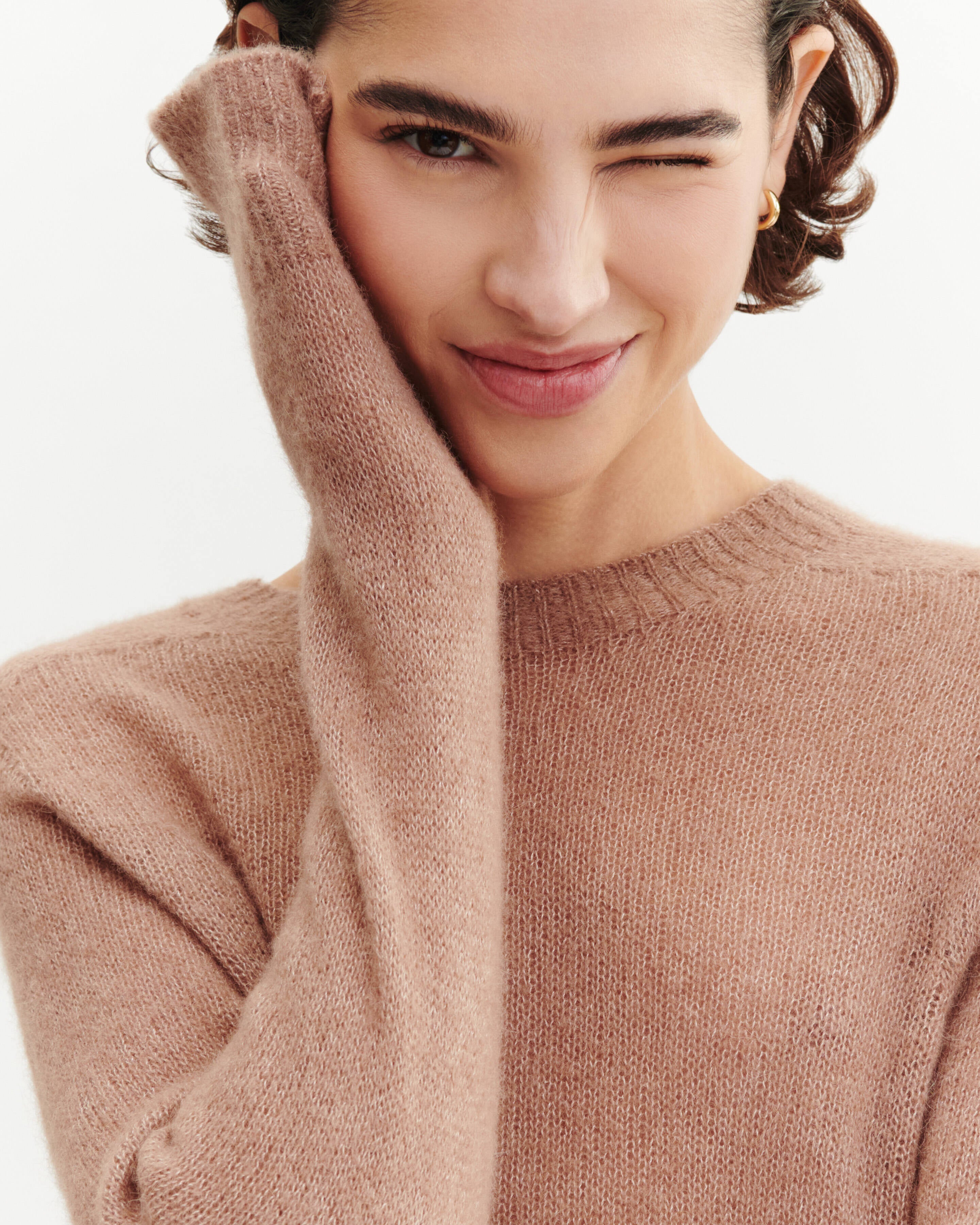 Col rond droit plume-CARAMEL-40% : baby alpaga; 32% : soie; 28% : cachemire